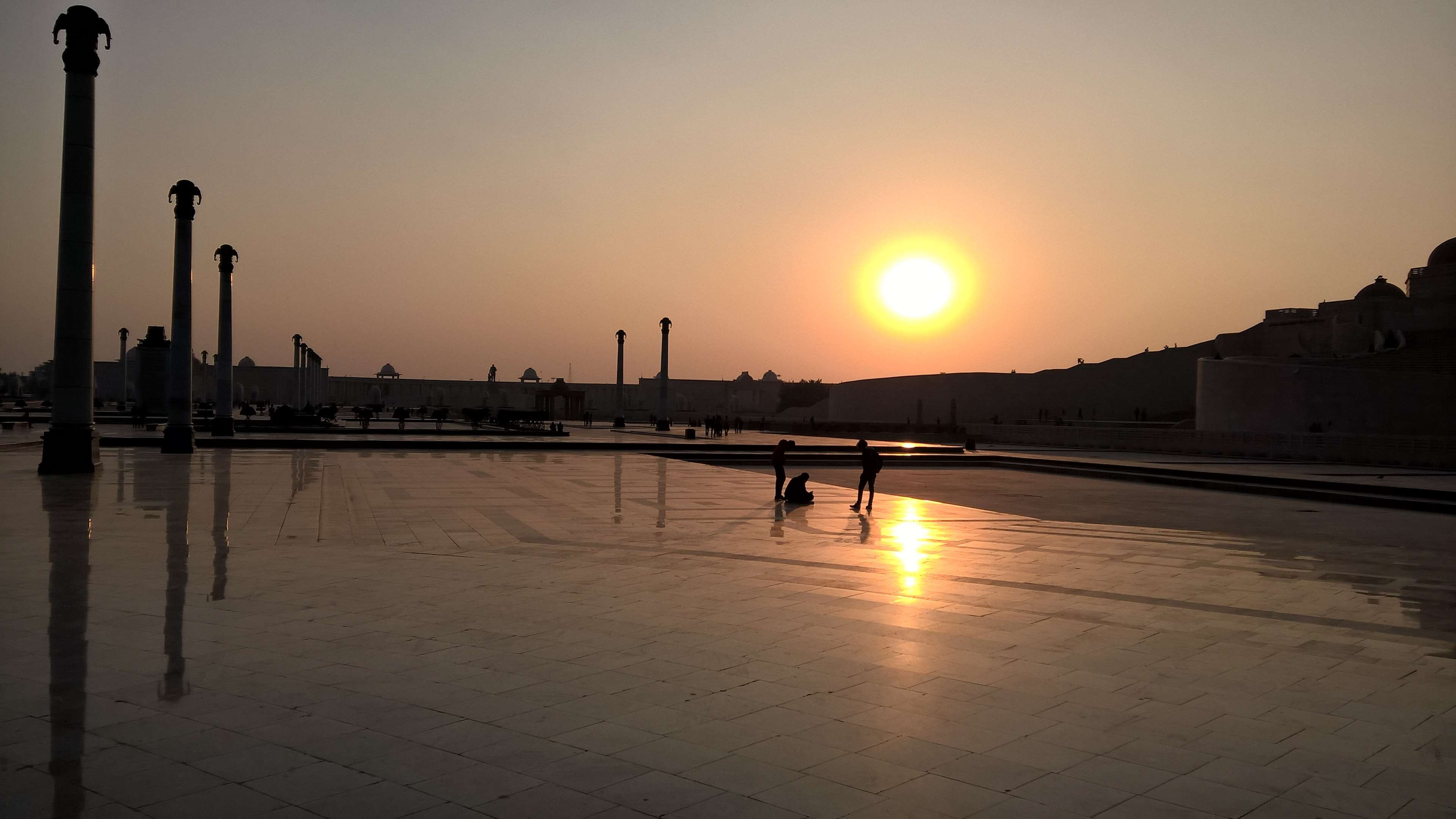 sunset, tomb, sky, architecture, water, reflection, built structure