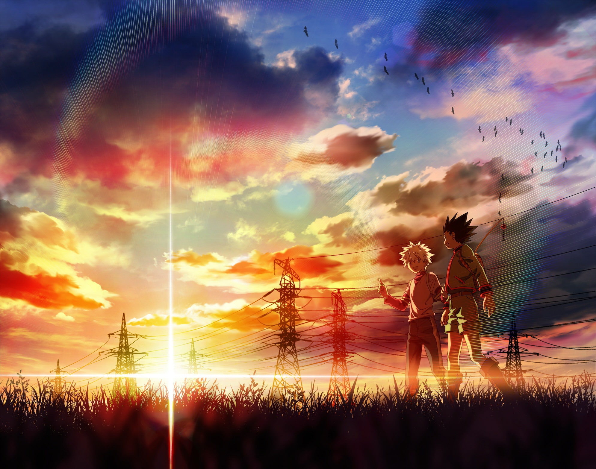 Free download | HD wallpaper: sunset, anime, art, friends, Hunter x ...