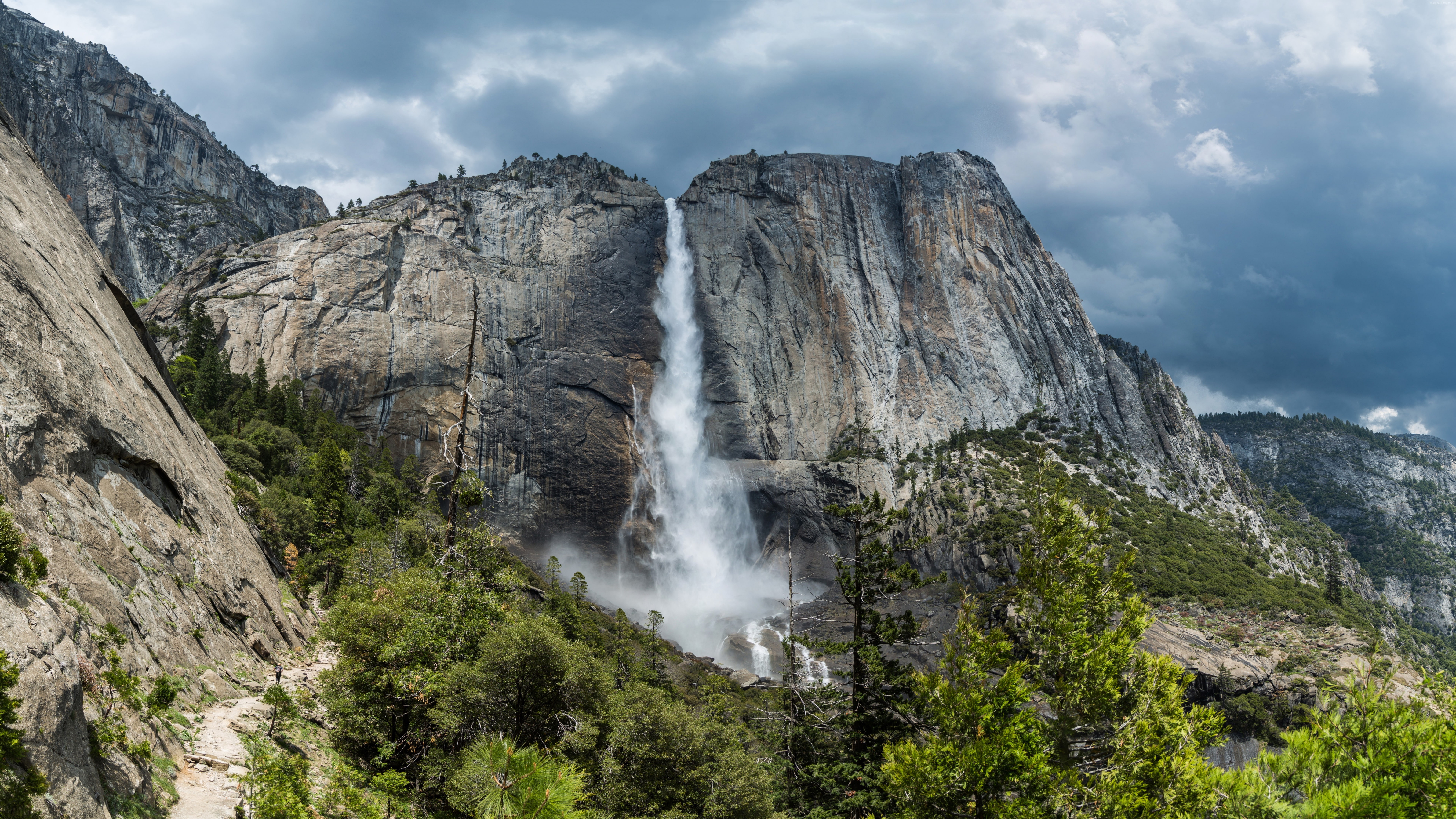 8k uhd, usa, waterfall, mountain, national park, california