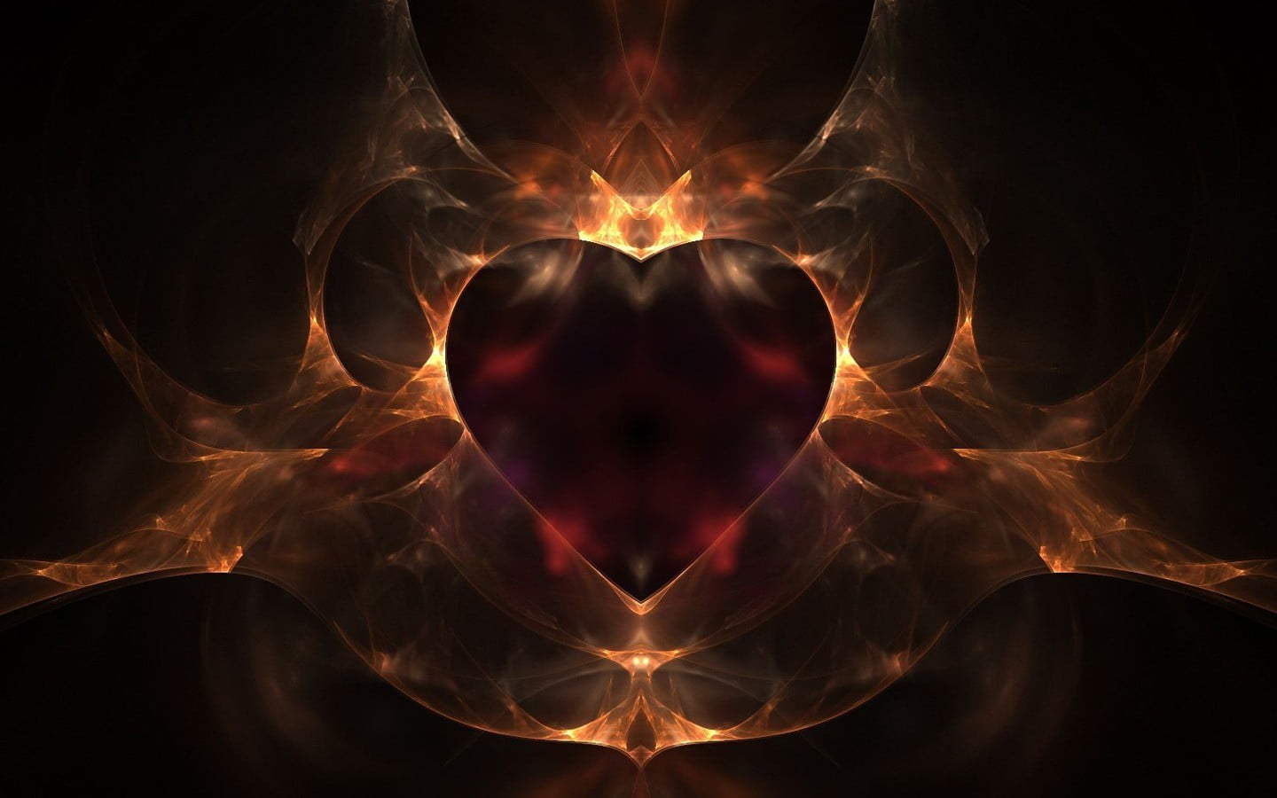 heart on fire illustration, digital art, red, close-up, black background