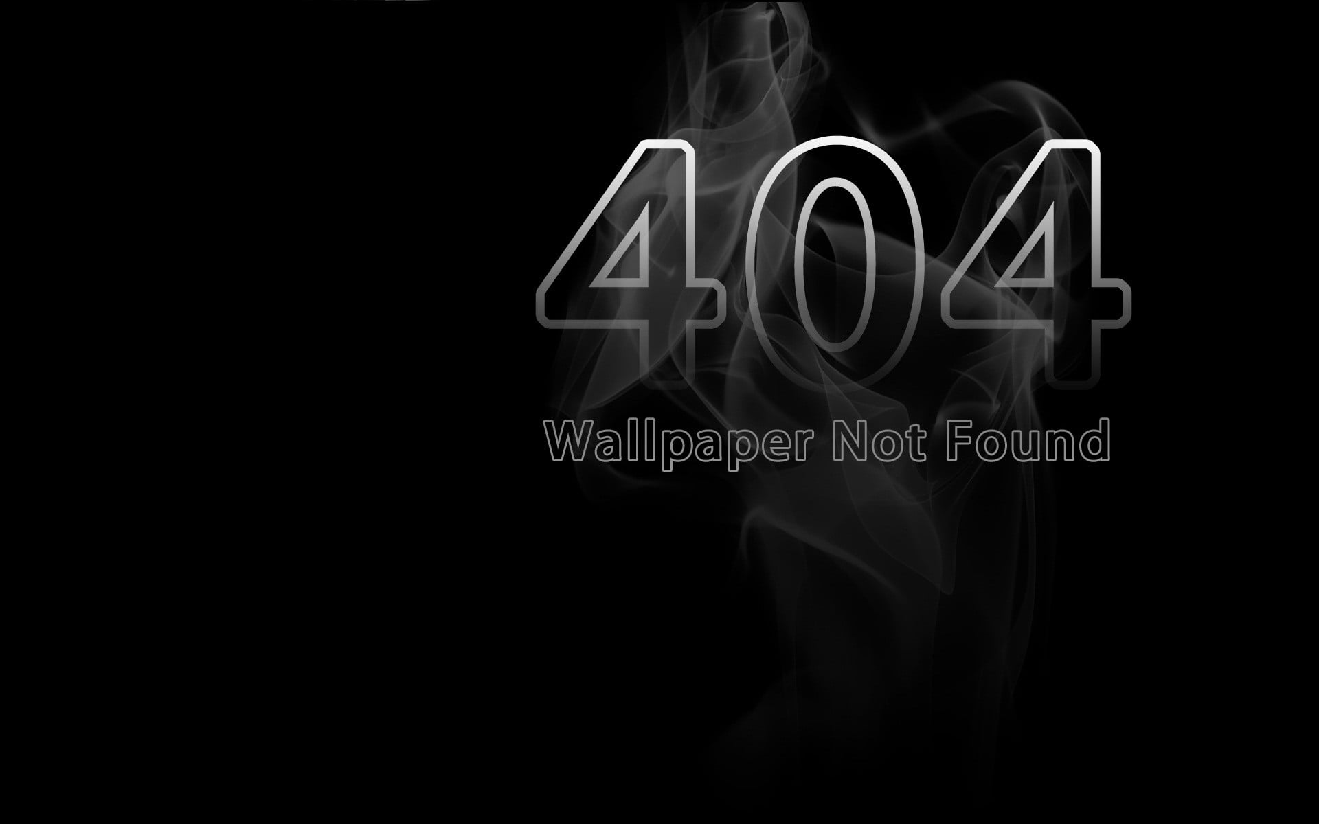 black background with text overlay, 404 Not Found, smoke, typography