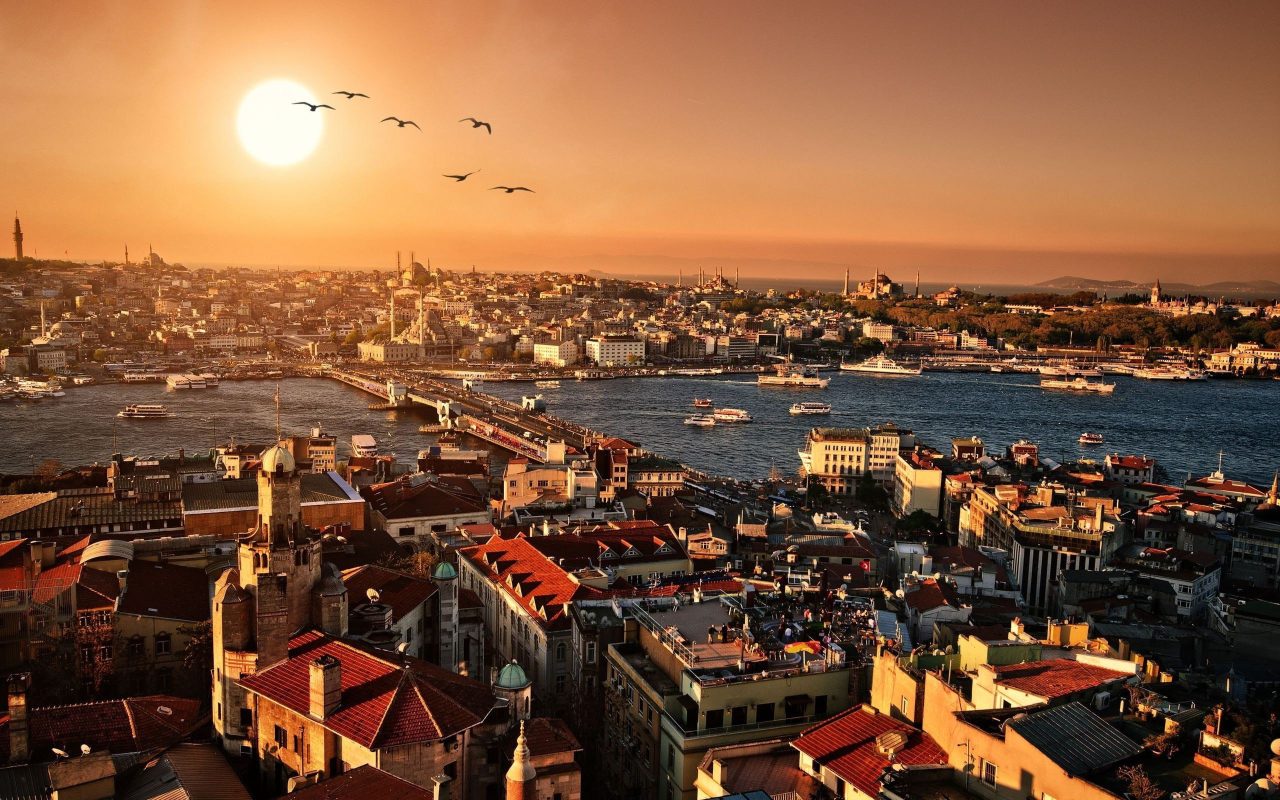 Cityscape, Galata Bridge, Haliç, Istanbul, river, turkey