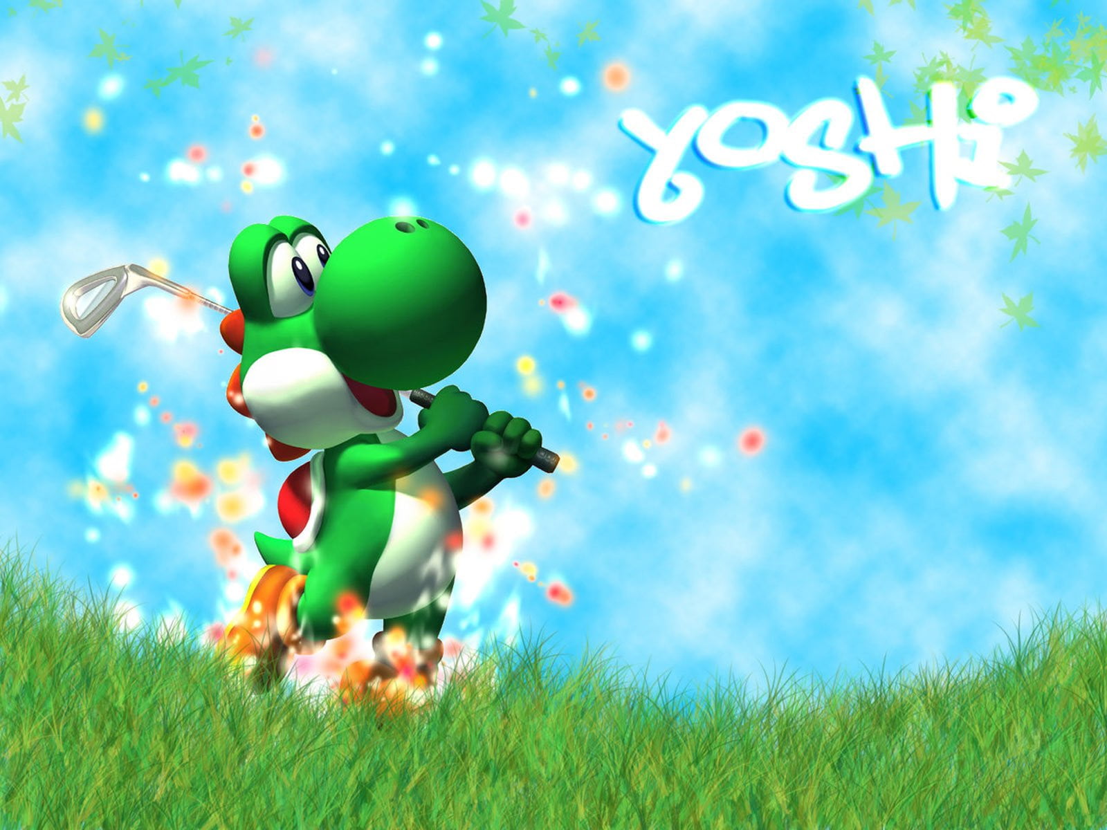 Video Game, Mario Golf: Toadstool Tour, Yoshi, grass, green color