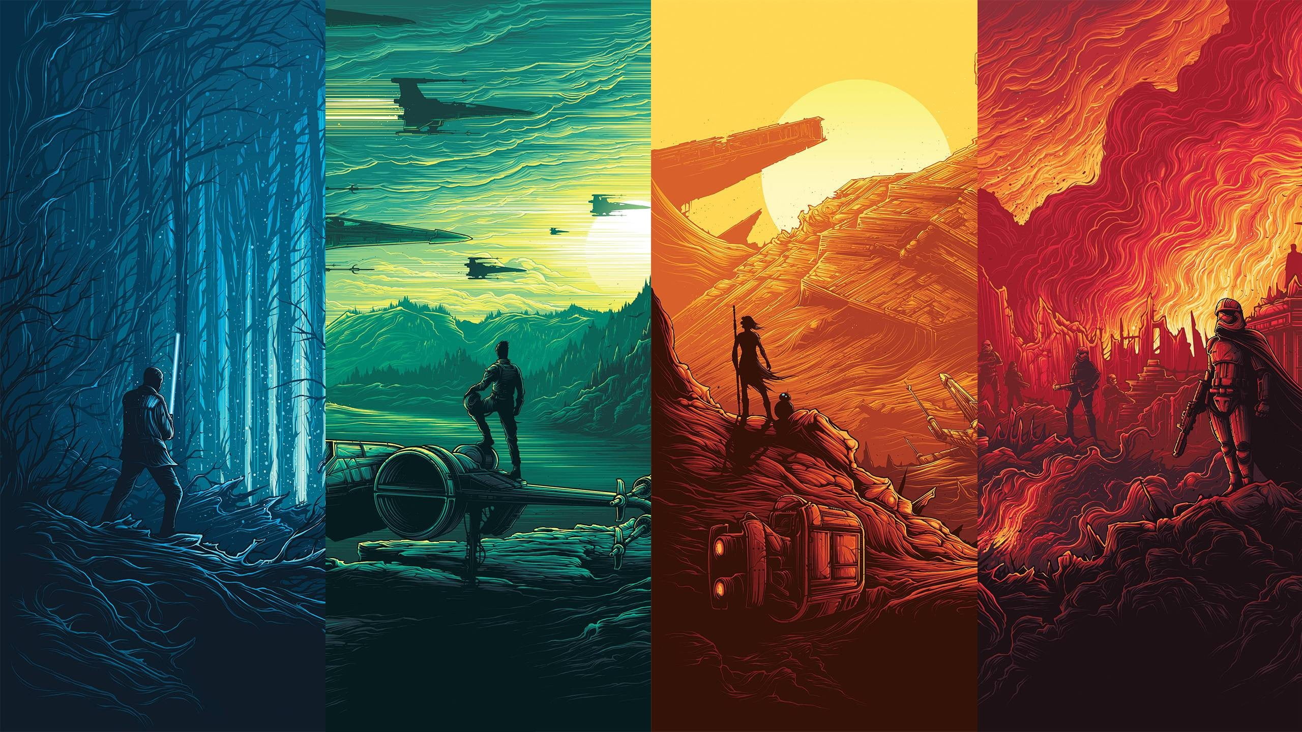 Star Wars wallpaper, Star Wars: The Force Awakens, collage, vector
