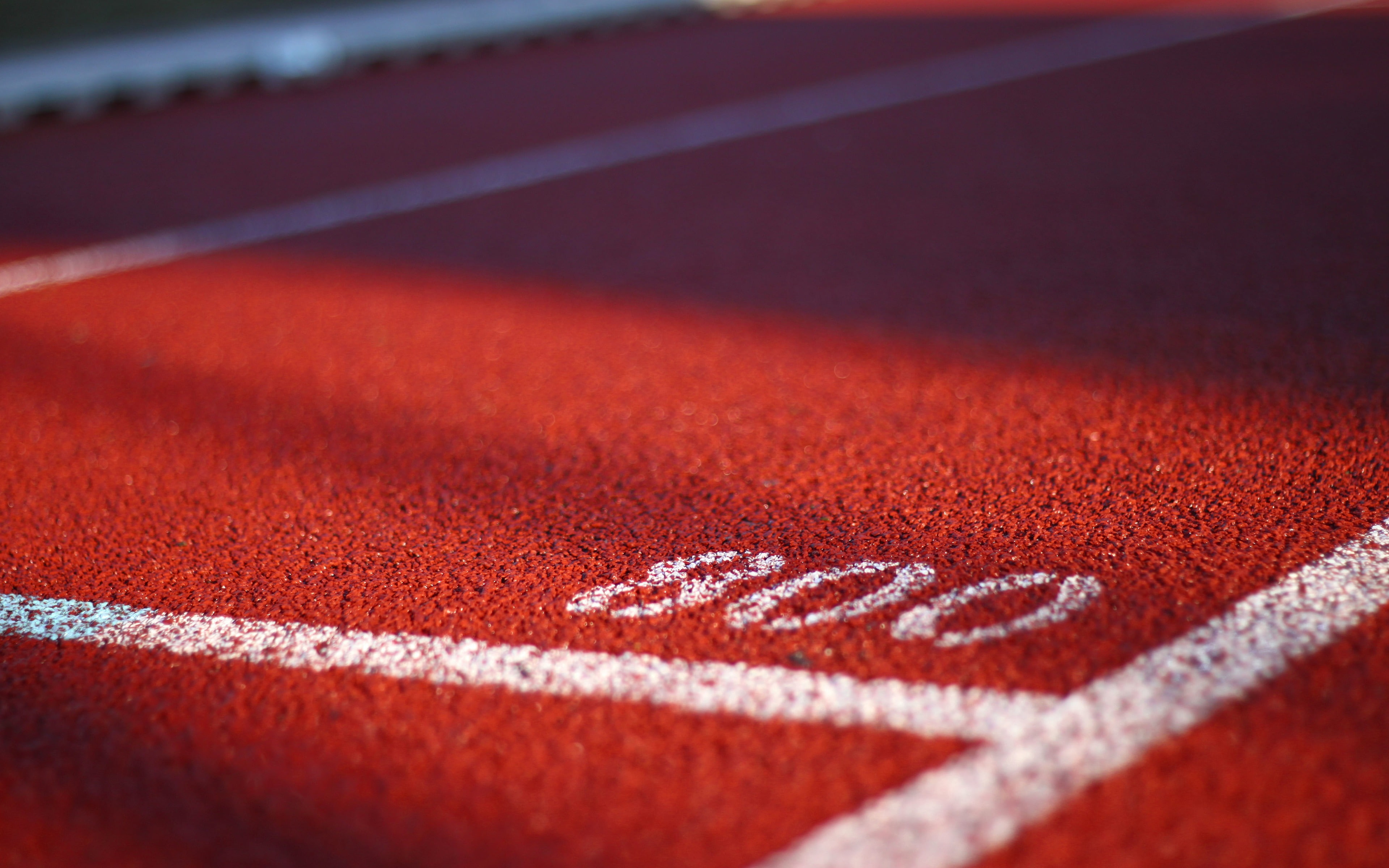 Track and field sports field photography closeup, running track