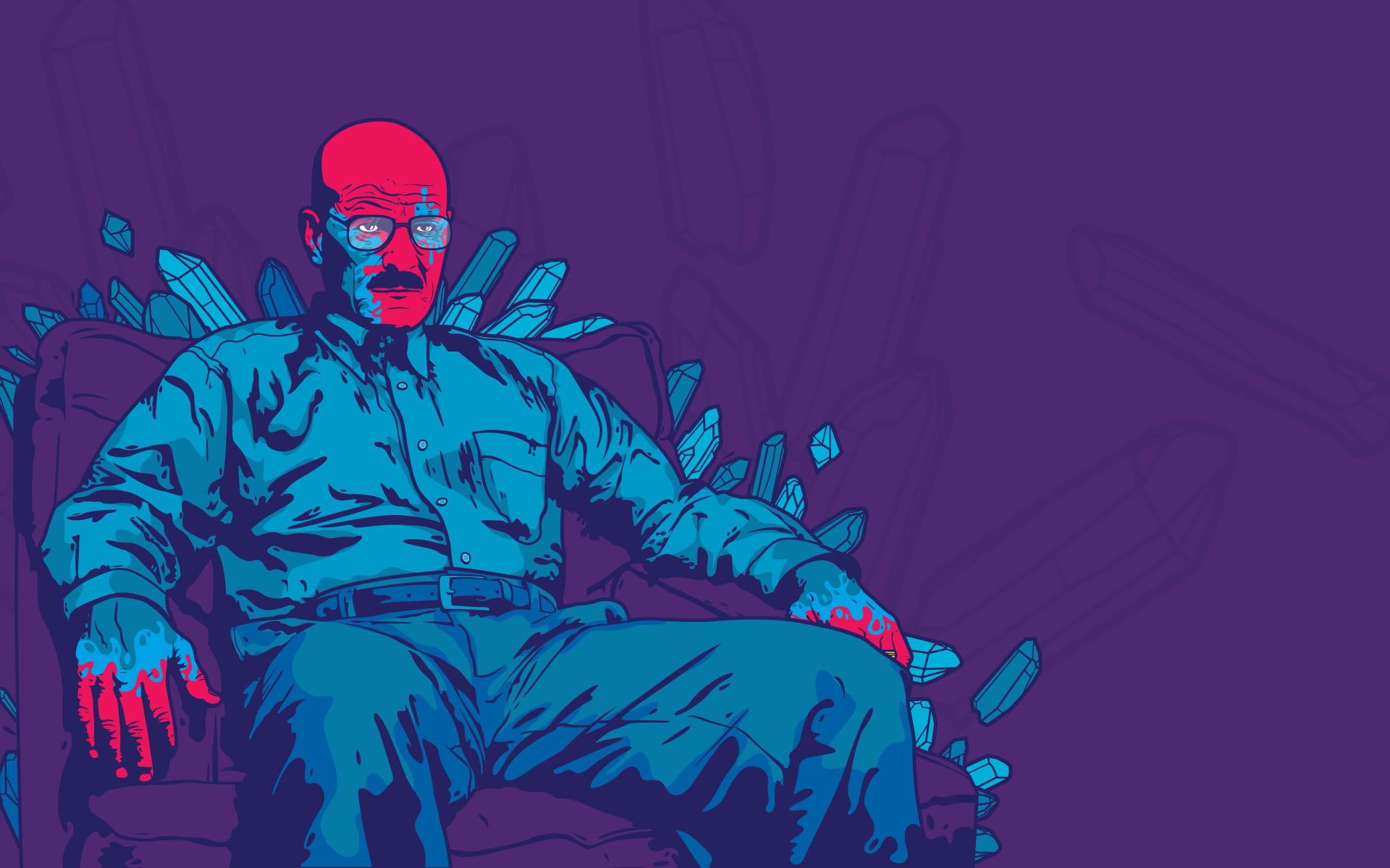 blue and red man sitting on chair clip art, Breaking Bad, Walter White