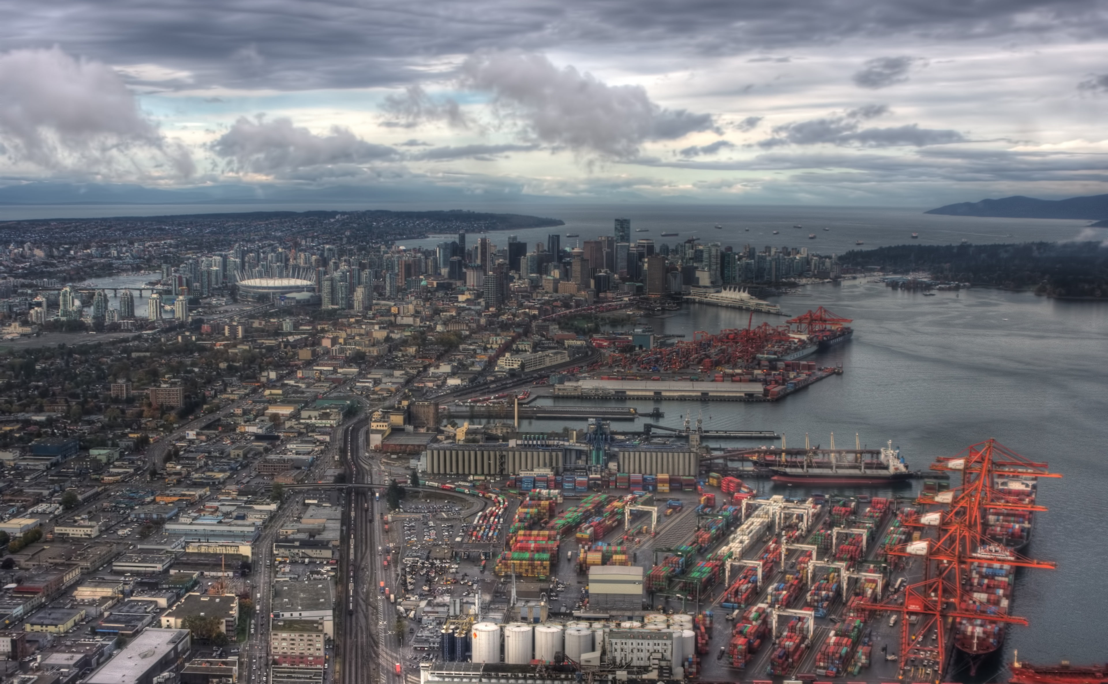 Vancouver from the East, Canada, British Columbia, Ocean, City