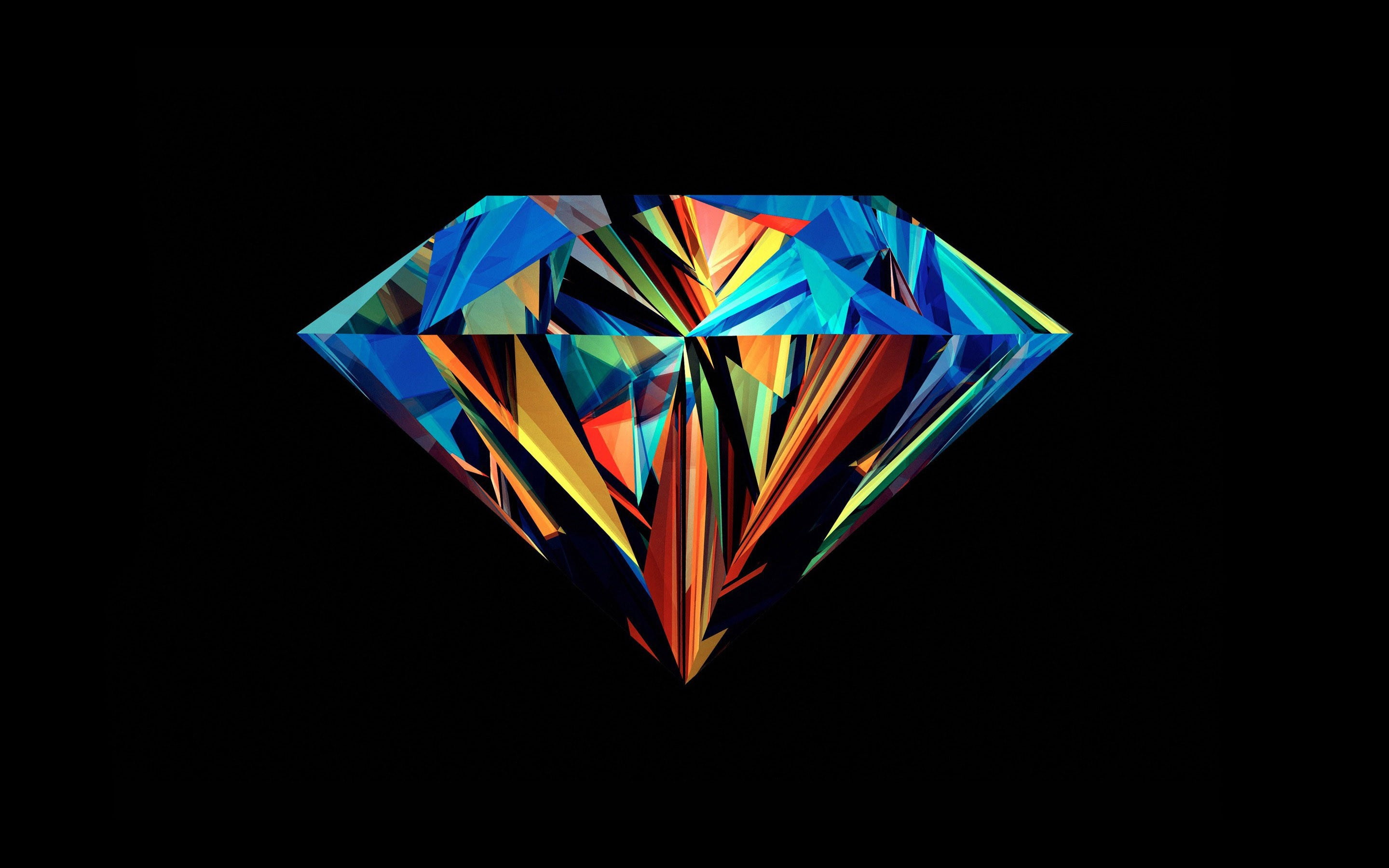 blue and orange diamond illustration, diamonds, multi colored