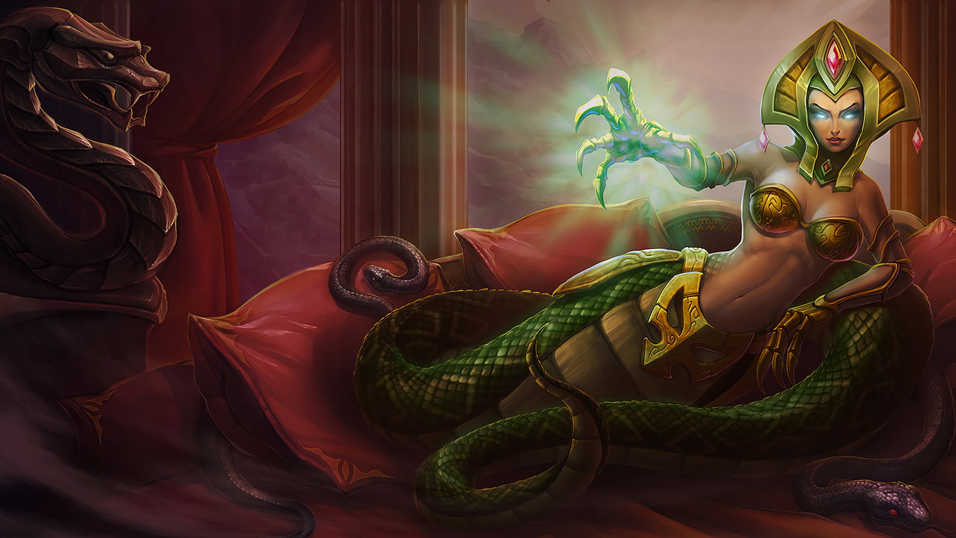 League Of Legends Cassiopeia Classic Skin Queen Of Snakes Desktop Wallpaper Download Free 1920×1080