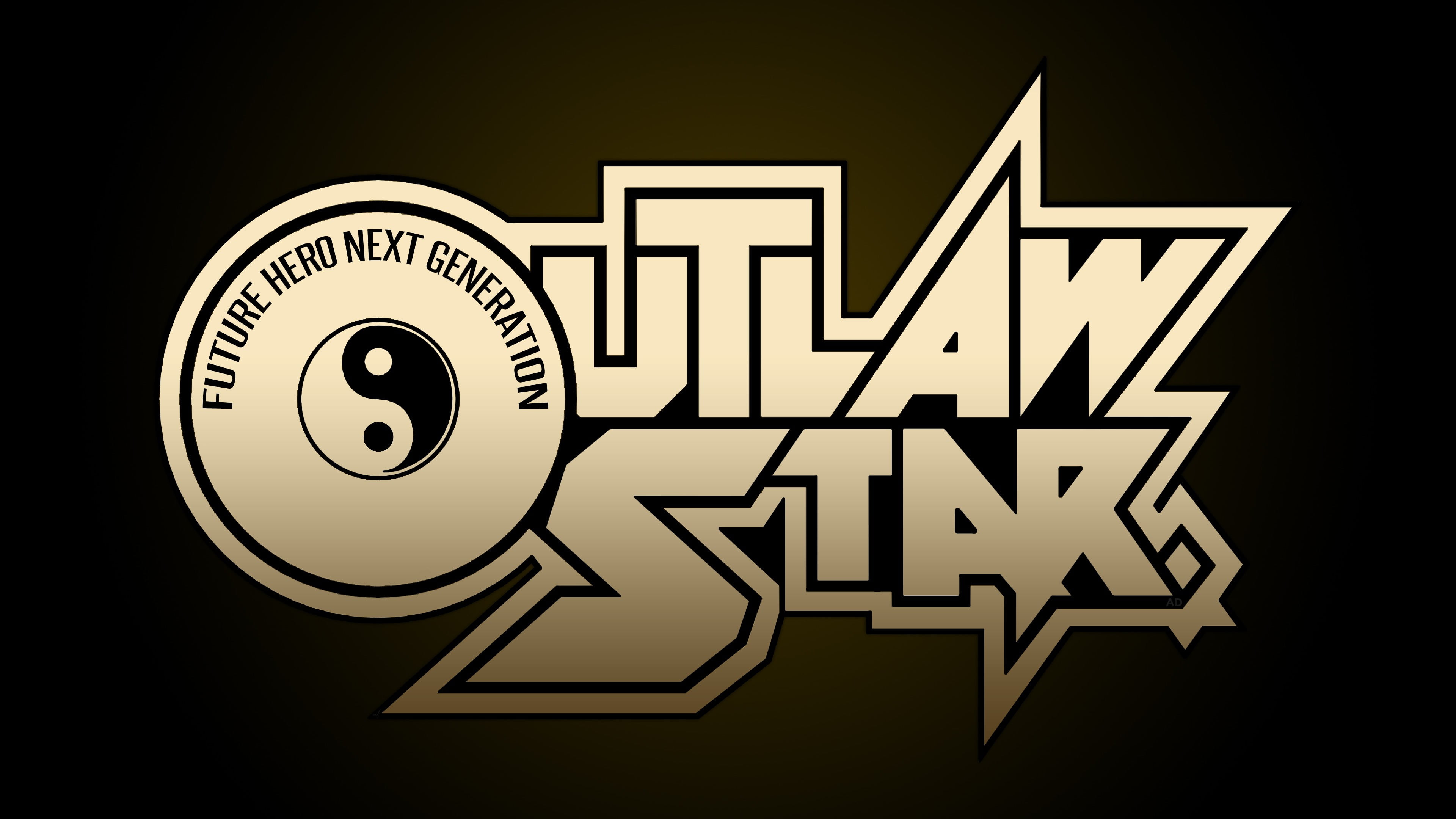 Outlaw Star logo, typography, gradient, anime, black color, communication