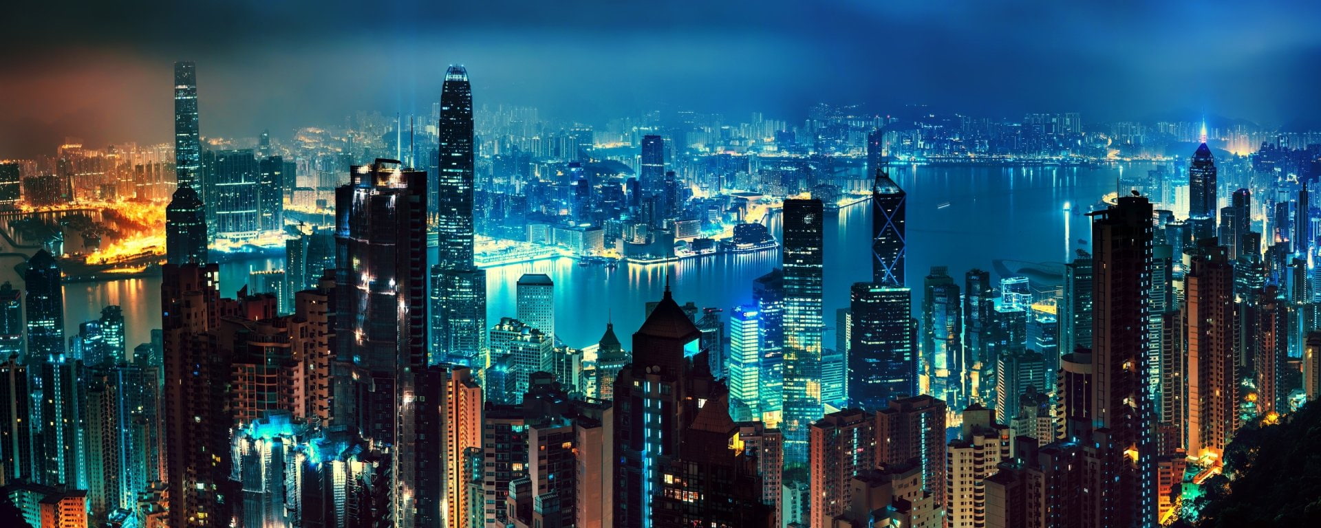Cities, Hong Kong, Building, China, Cityscape, Light, Night