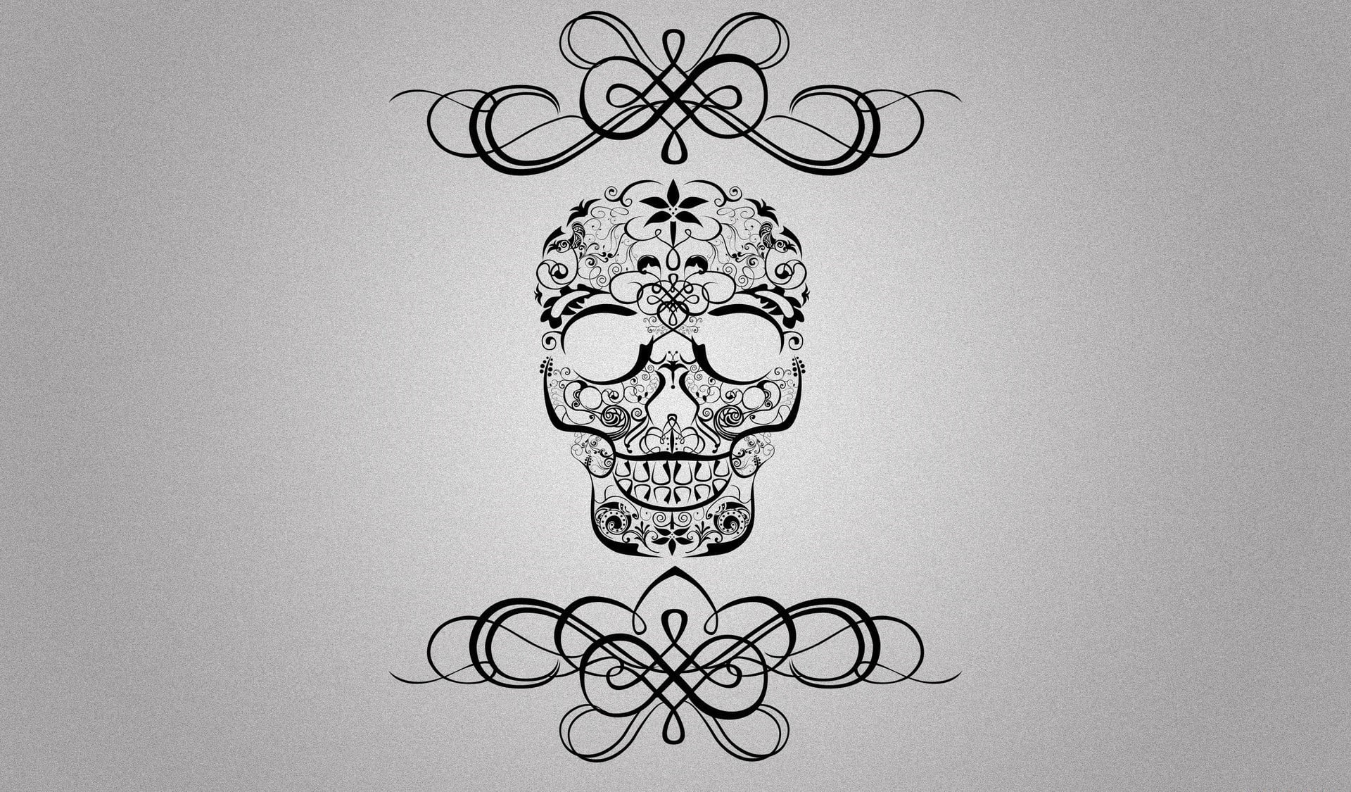 Calabera skull digital art, minimalism, artwork, mirrored, decoration