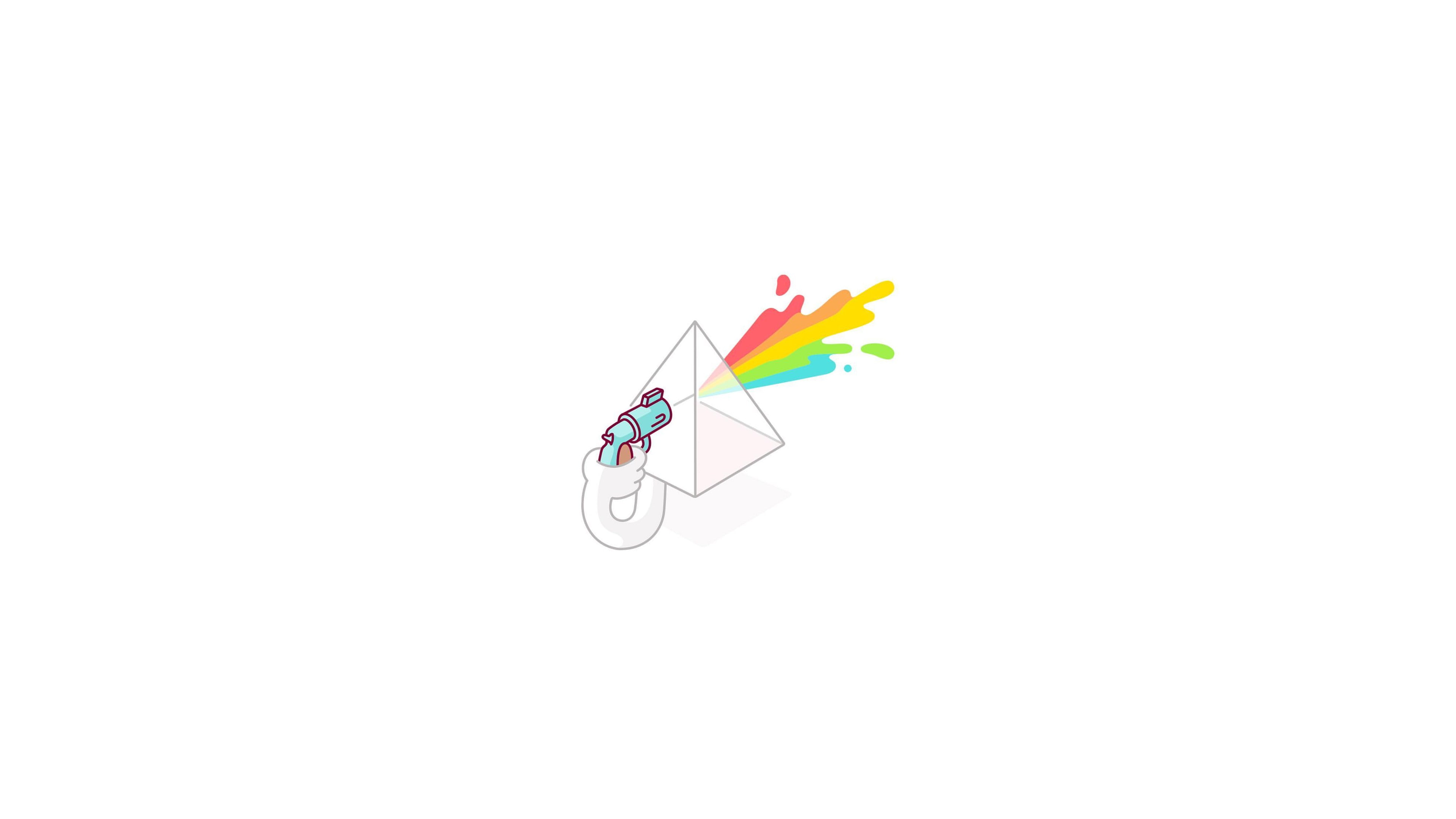 white background, colorful, pyramid, water guns, illustration