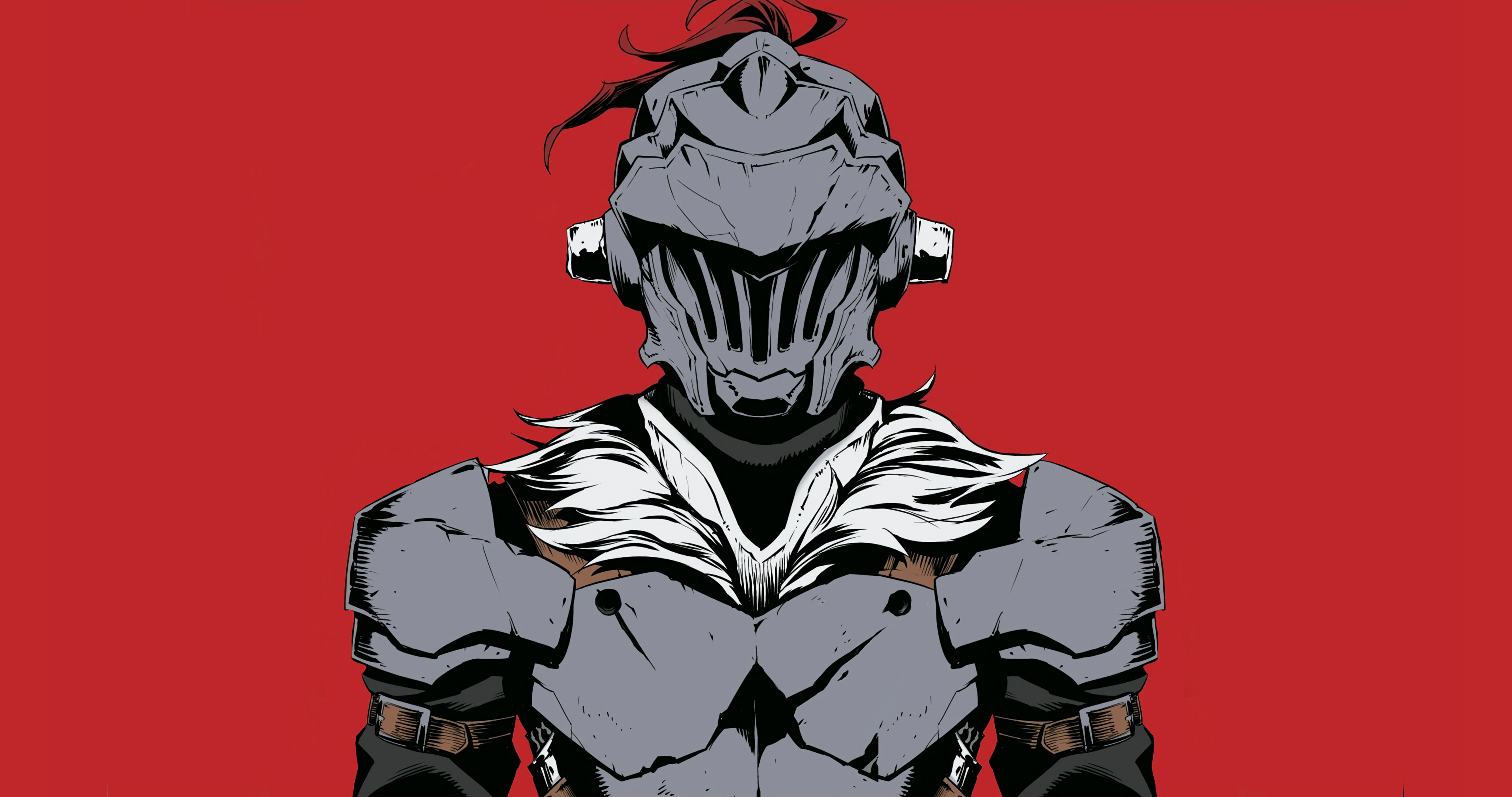 goblin slayer, armor, anime, red background
