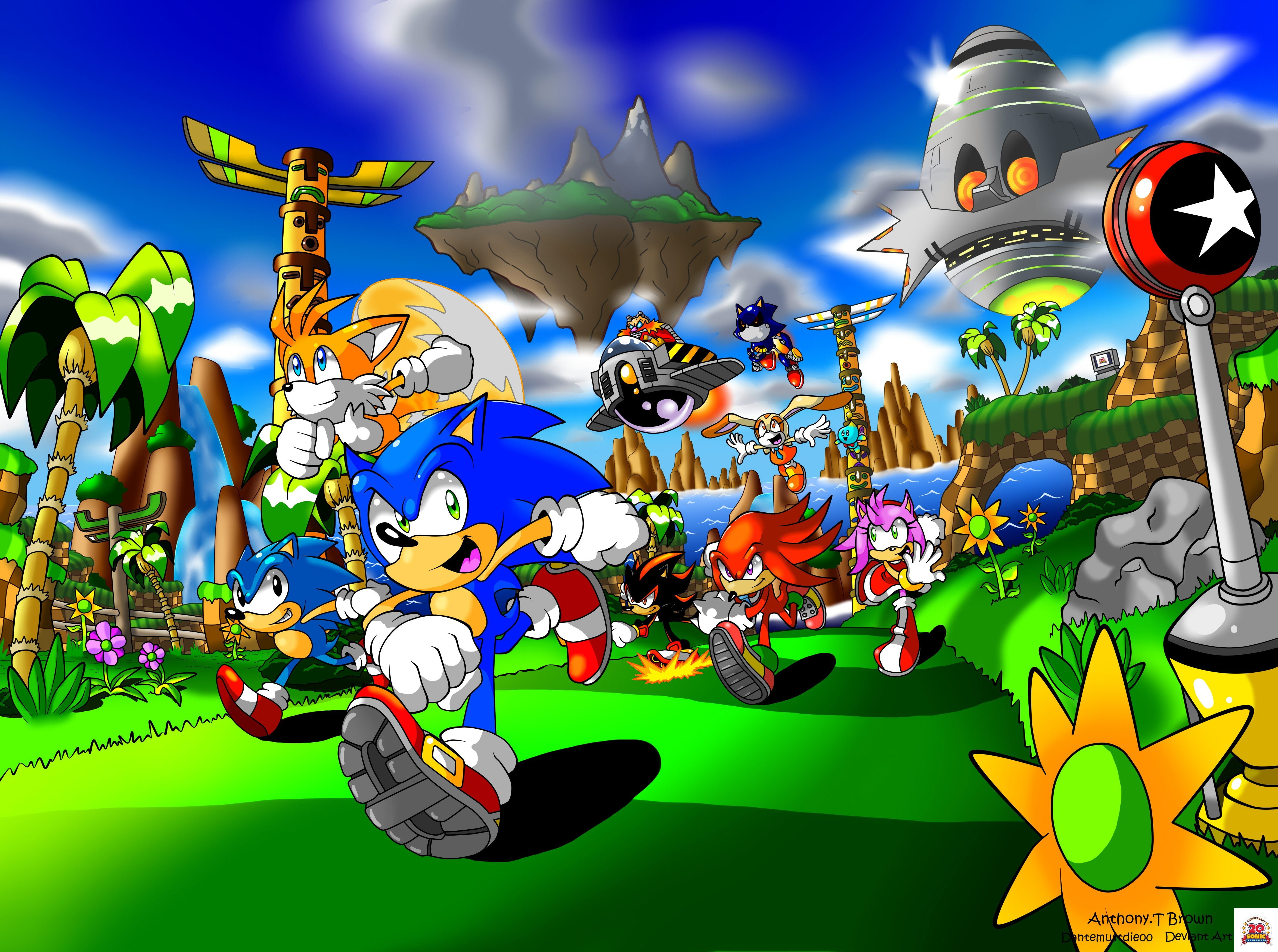 4700x3500 px Knuckles Metal Sonic Shadow The Hedgehog Sonic Sonic The Hedgehog Tails (character) Art Umbrella HD Art