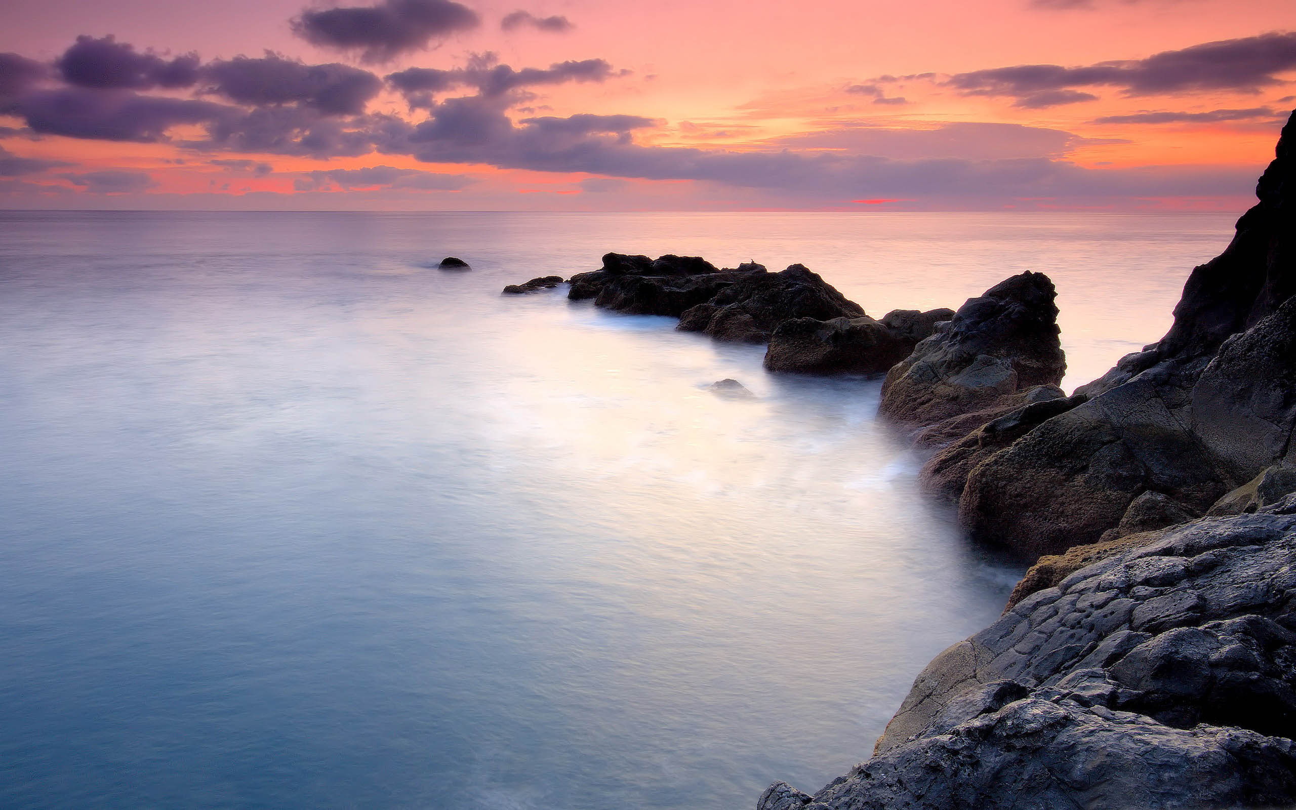 Sea, Sunset, Landscape, Rock, Coast, Scenery, body of water near rocky shore