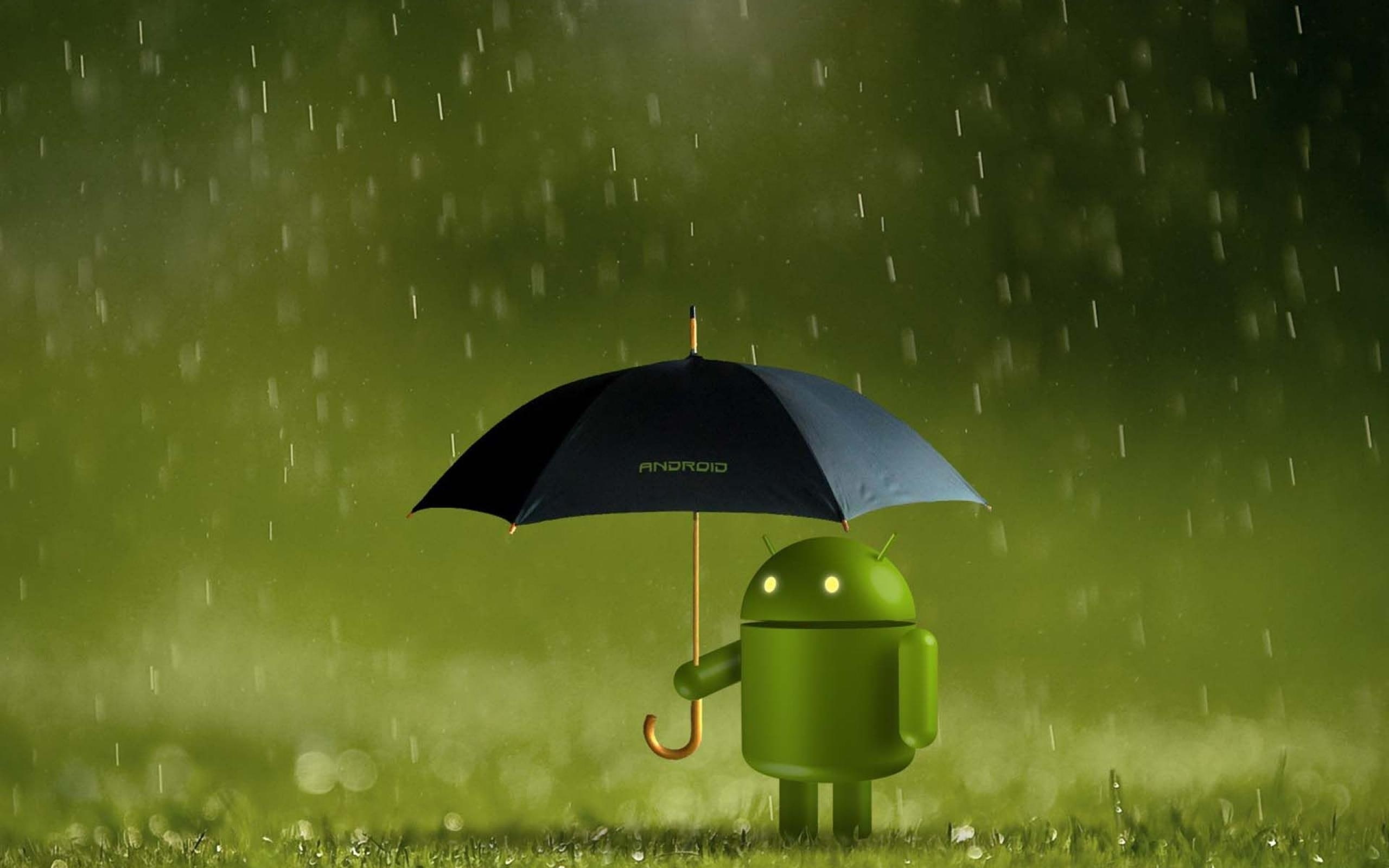 android, raining, black umbrella, Technology, protection, wet
