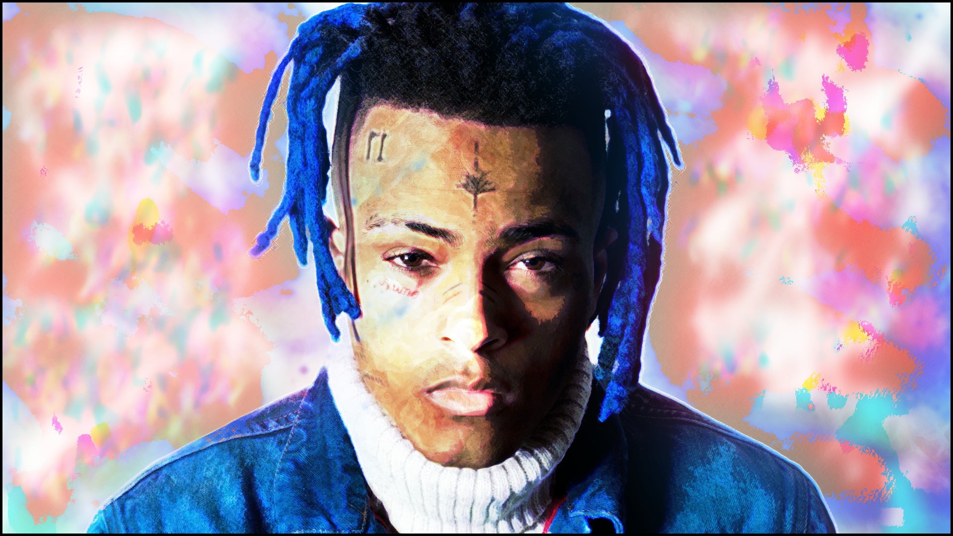 Free Download Hd Wallpaper Xxxtentacion Rapper Music Bright Psychedelic Men Face