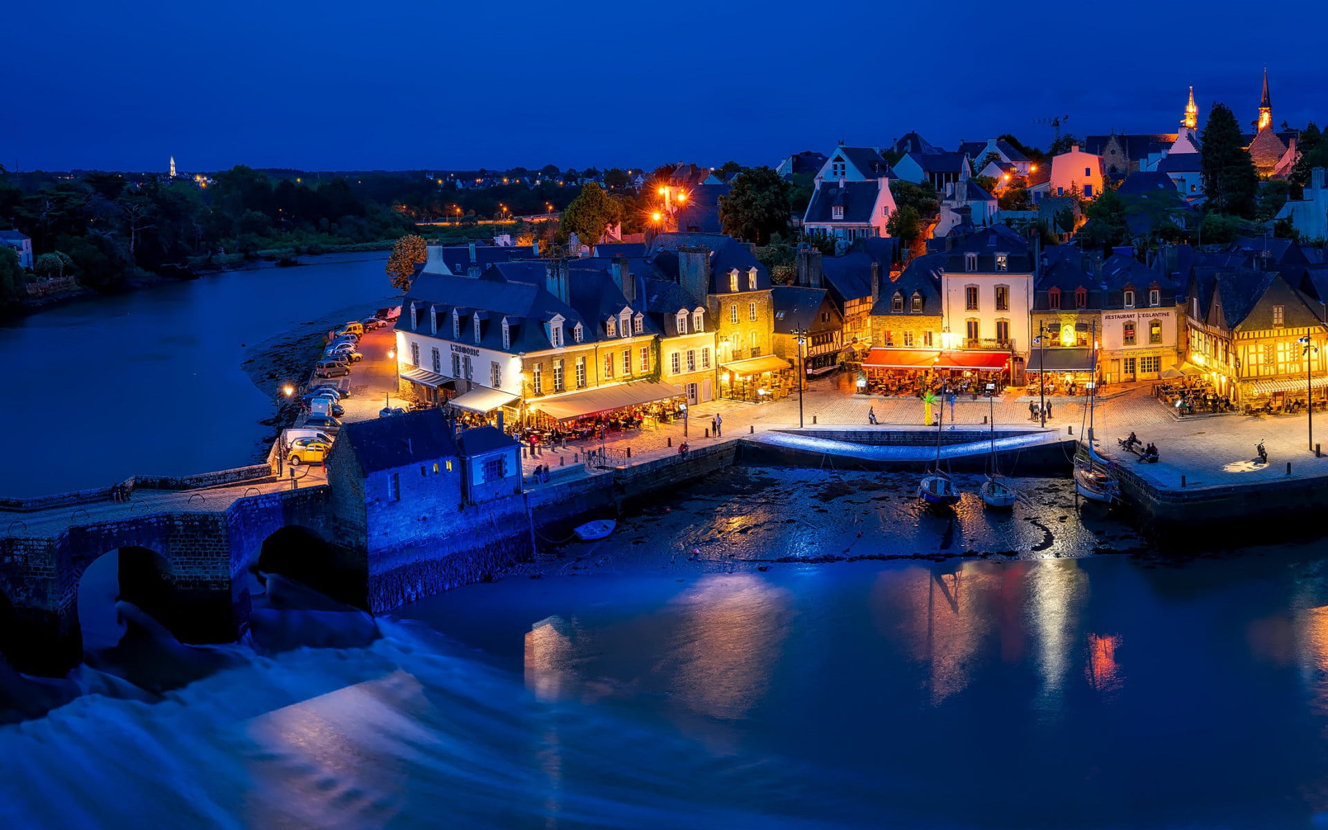 Auray Morbihan, France, architecture, night