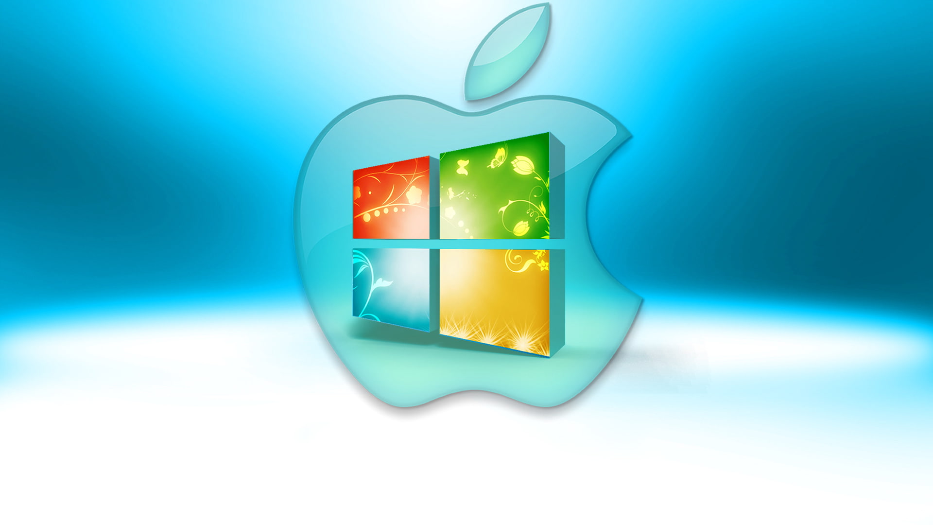 Apple and Microsoft Windows logos, computer, mac, emblem, operating system