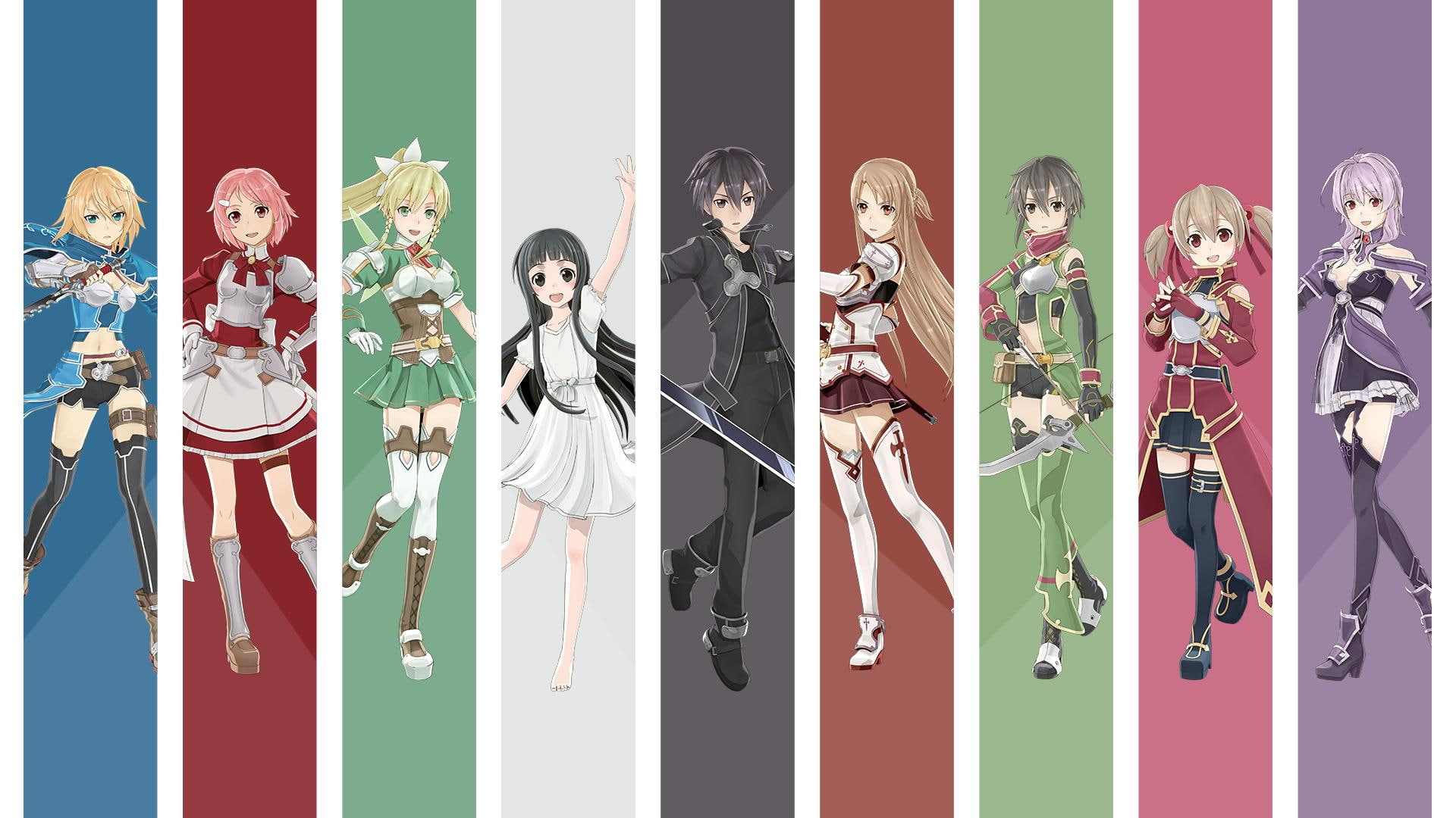 Anime Girls, Sword Art Online, Kirigaya Kazuto, Yuuki Asuna, Asada Shino, Shinozaki Rika, Kirigaya Suguha, Ayano Keiko