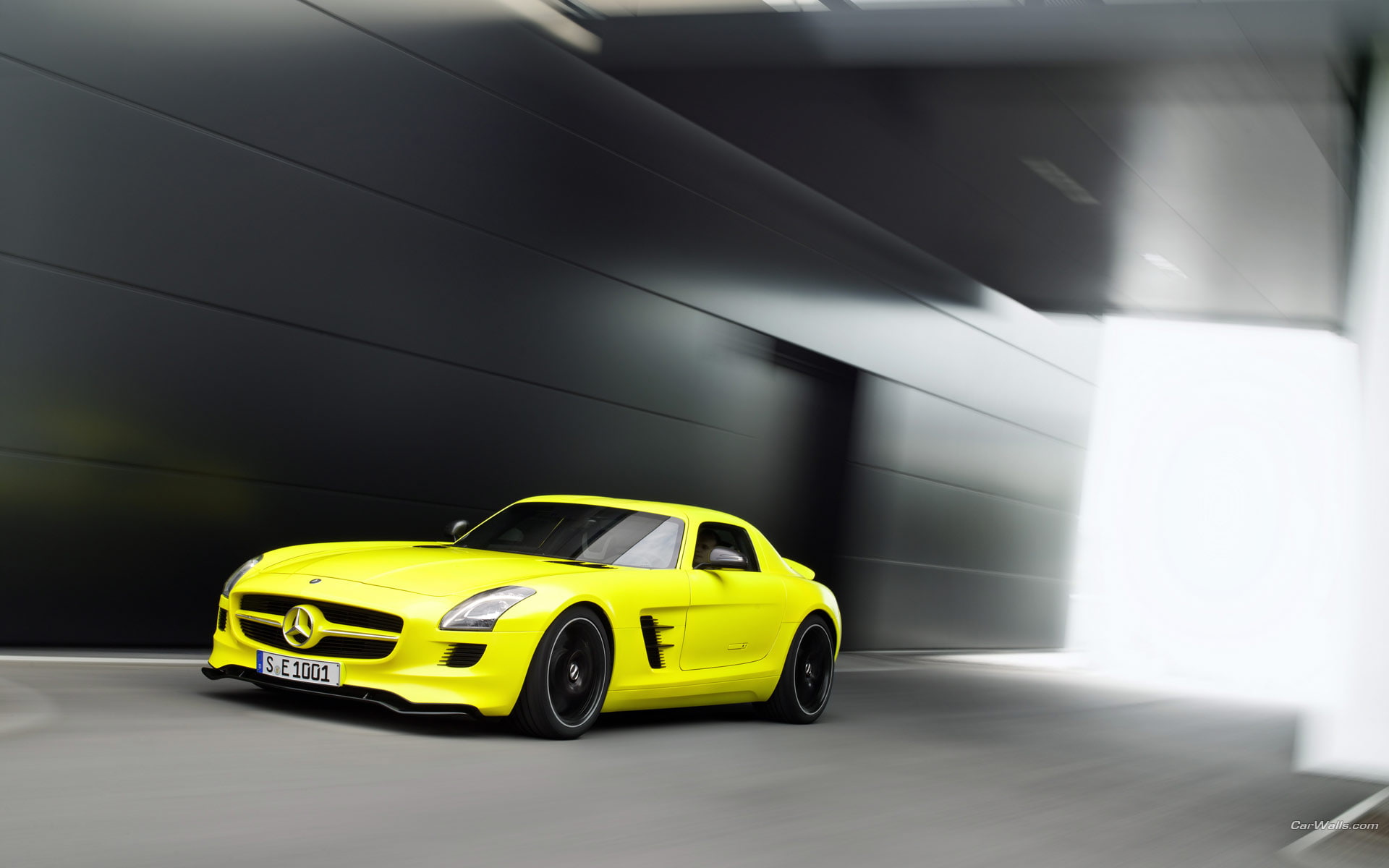 Mercedes SLS Gullwing AMG HD, yellow mercedes benz sports car