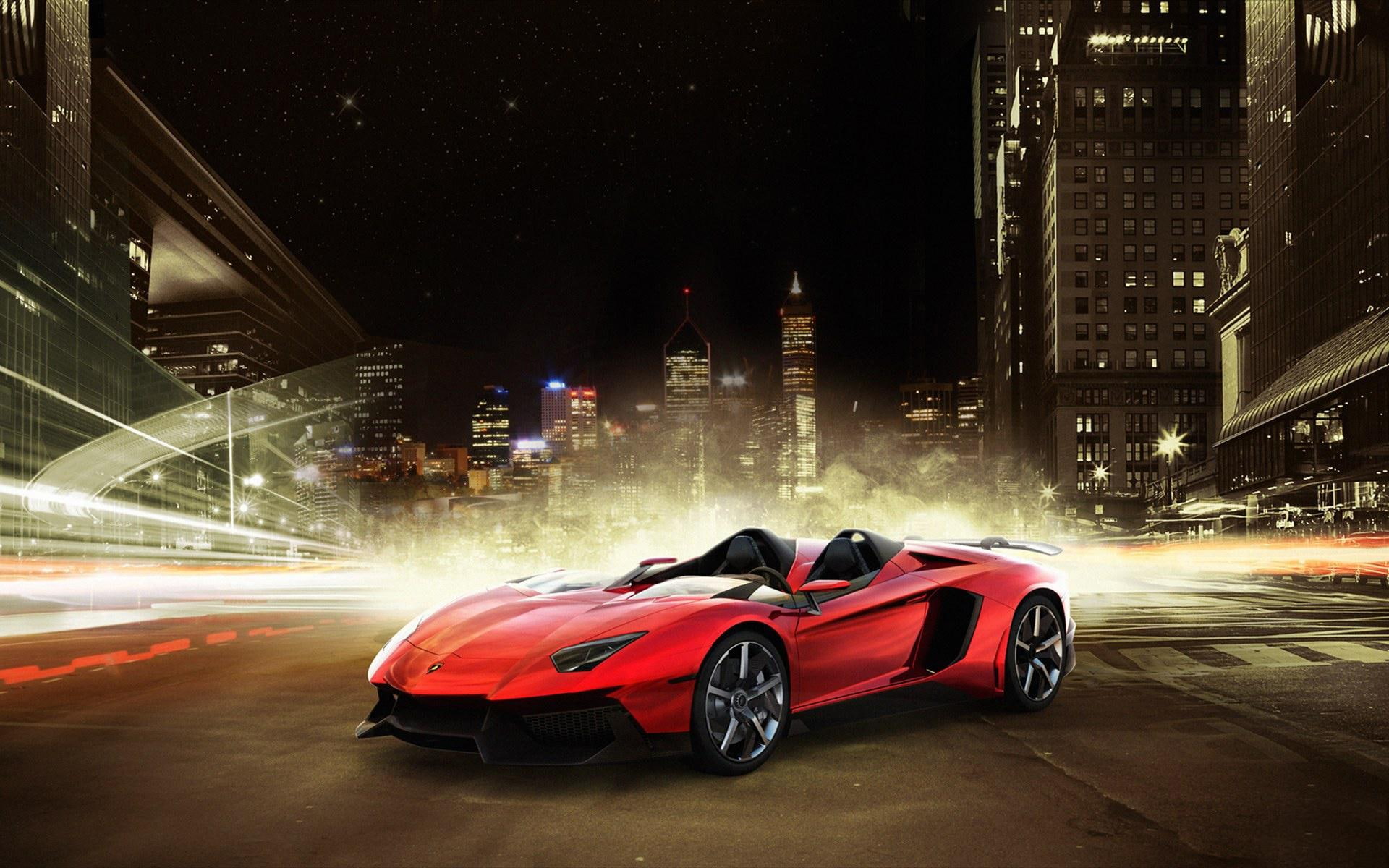 Lamborghini Aventador J Speedster, red and black luxury car, cars