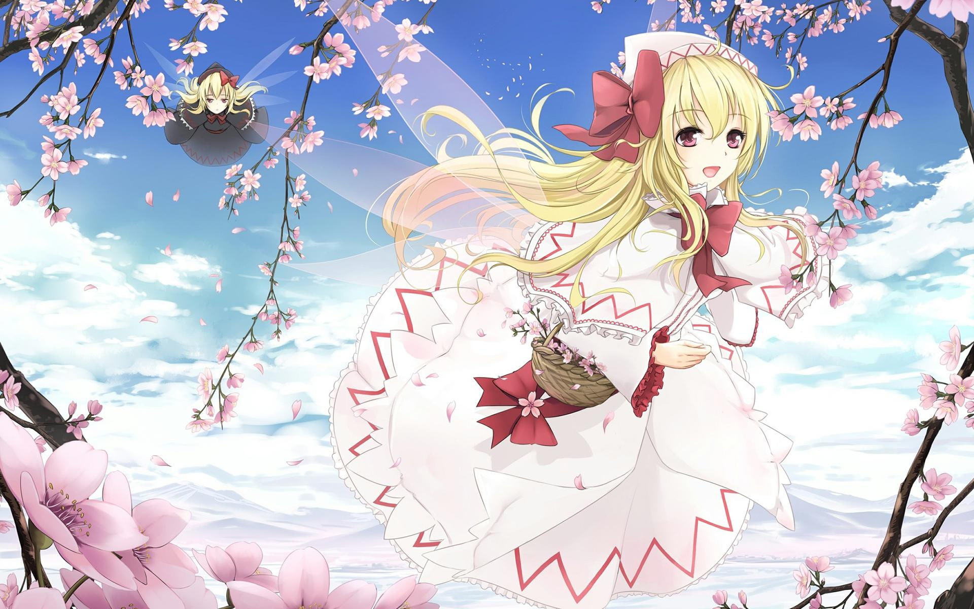 Anime girl, Japanese anime, ACG, The second element, Spring, Peach, Flower Fairy, Cute, Sweet