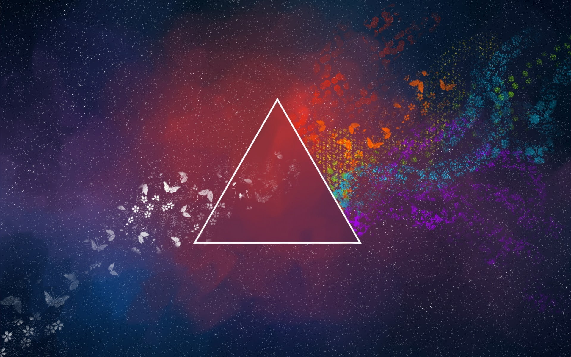triangle, The Dark Side of the Moon, minimalism, butterfly
