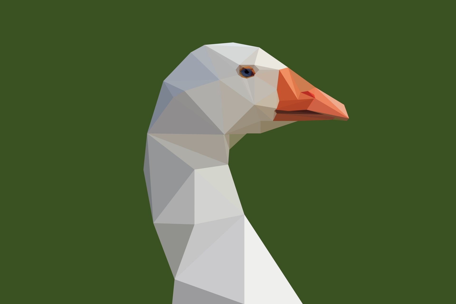 Abstract, Facets, Animal, Bird, Goose, Low Poly, Minimalist