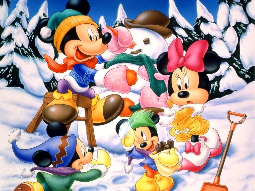 disney mickey mouse Snow Fun Entertainment Movies HD Art, Winter