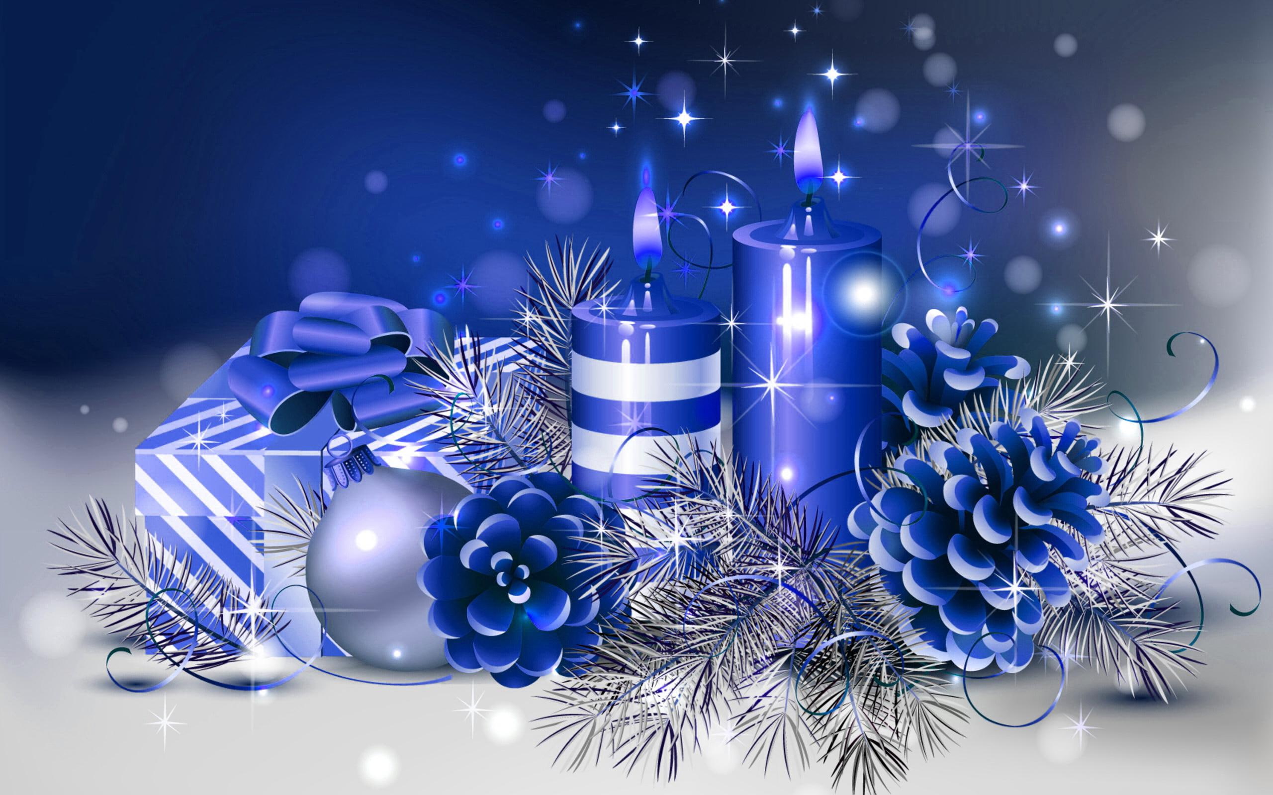 Blue Christmas, lovely, new year, snowflakes, balls, nice, mood
