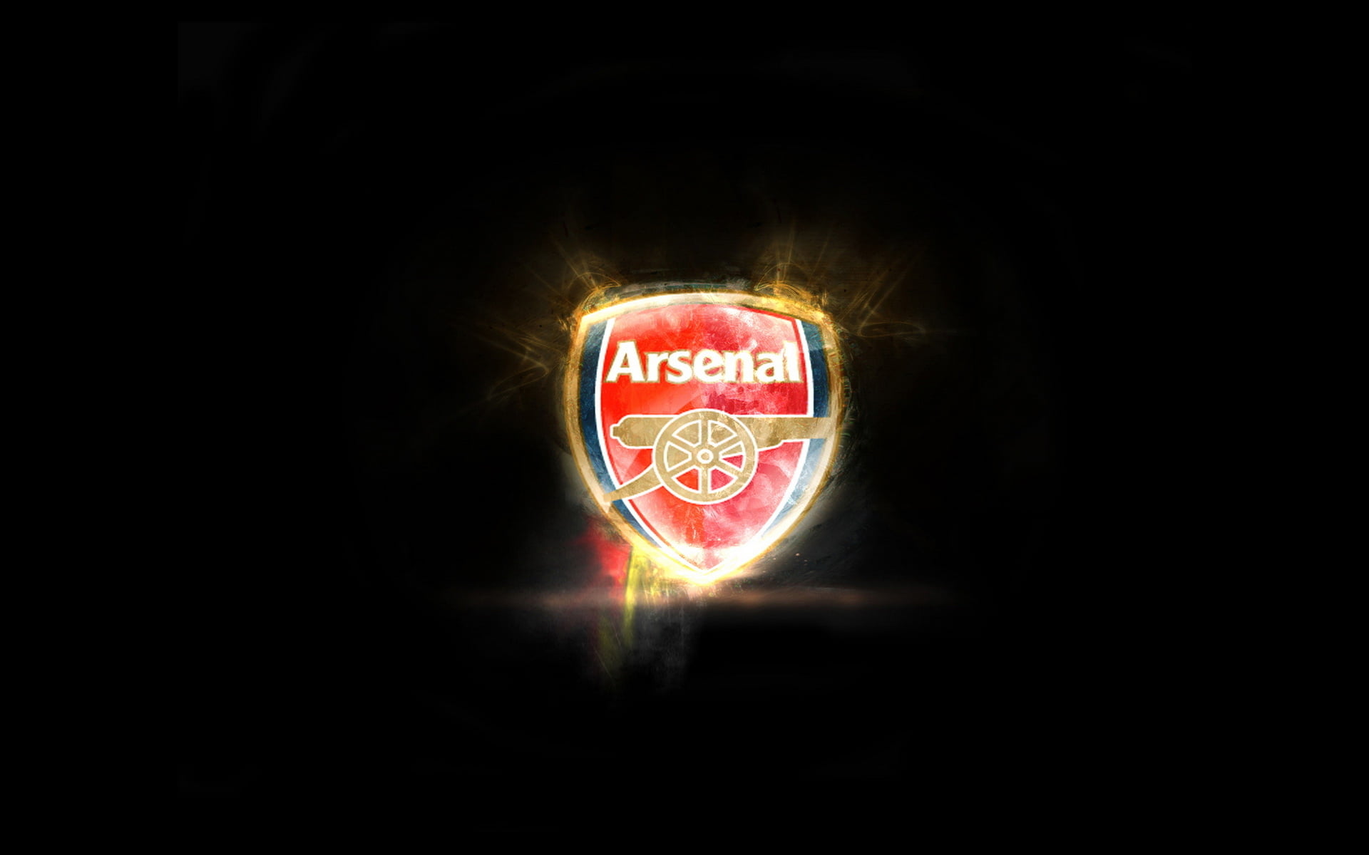 Arsenal logo, football, sport, text, black background, illuminated