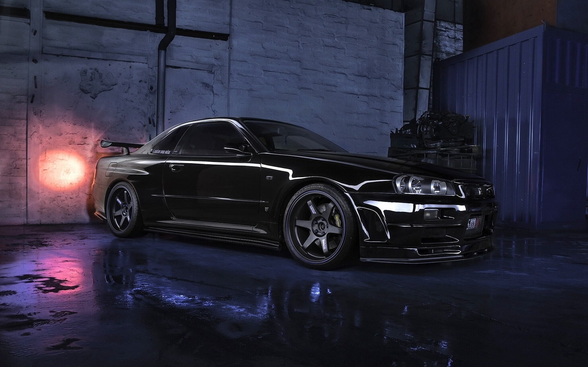 Free download | HD wallpaper: Nissan Skyline R34 GTR V black car, night ...