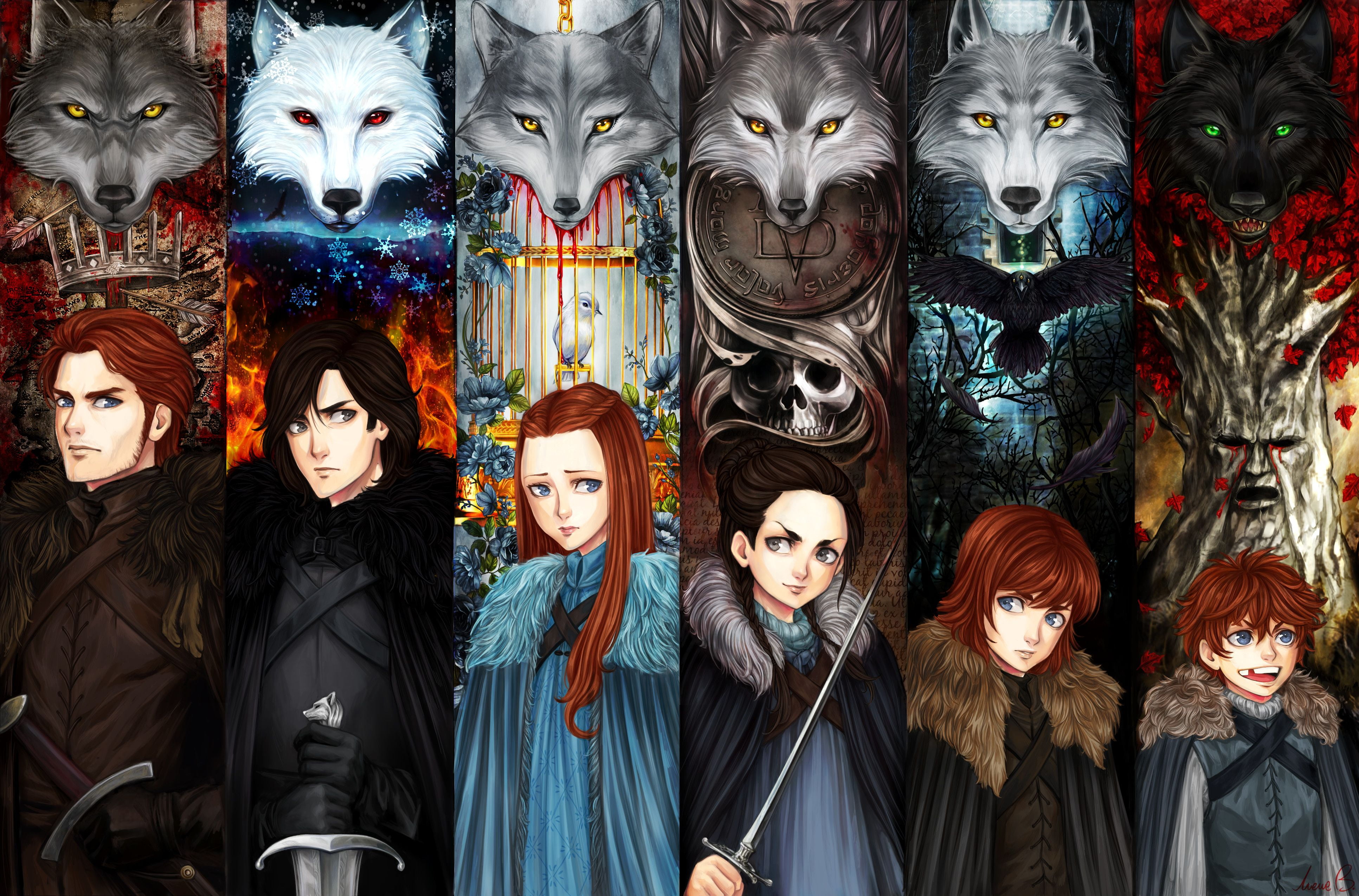 Fantasy, A Song Of Ice And Fire, Arya Stark, Jon Snow, Rickon Stark