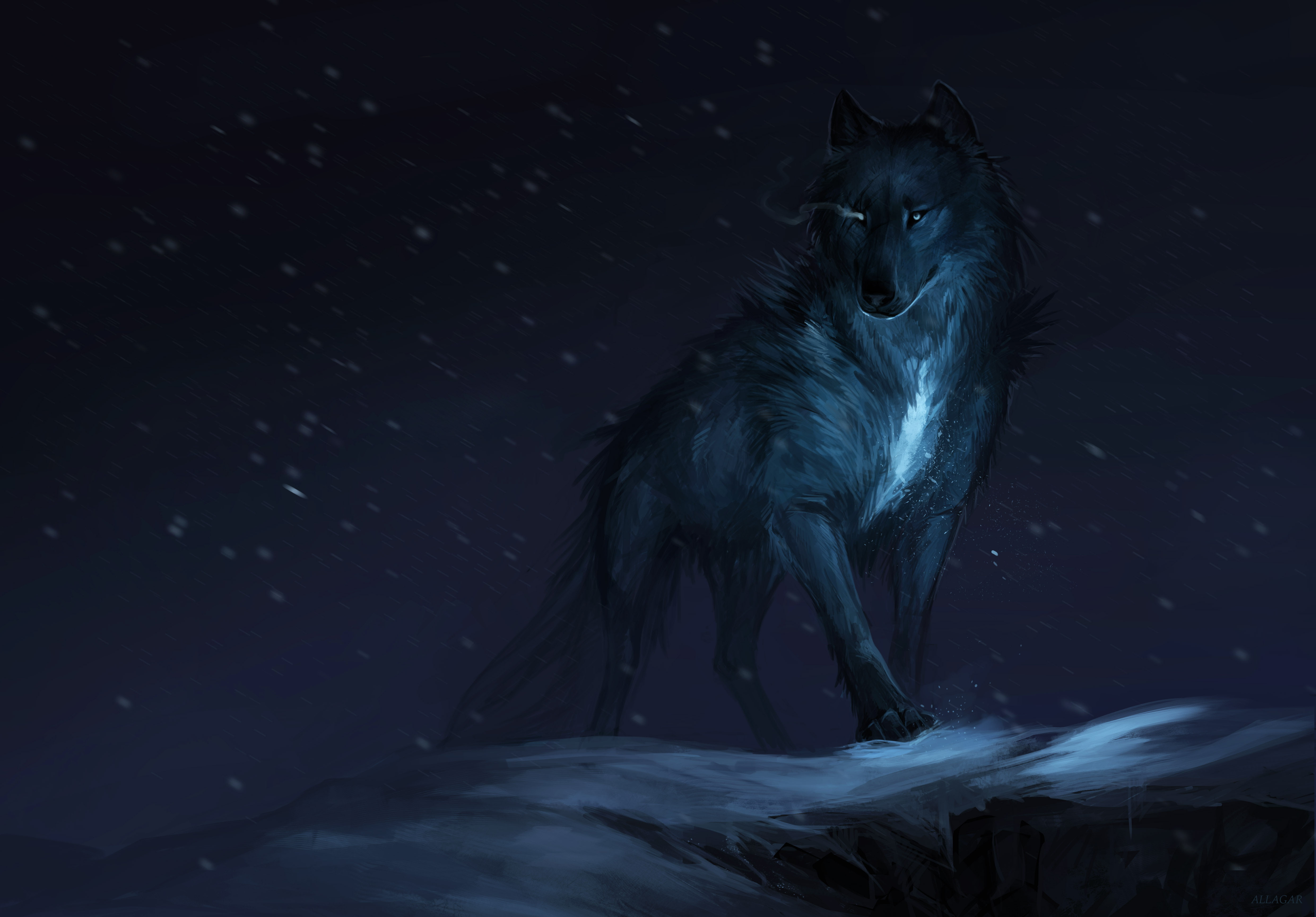 4K, Wolf, Mythical, Dark, Winter