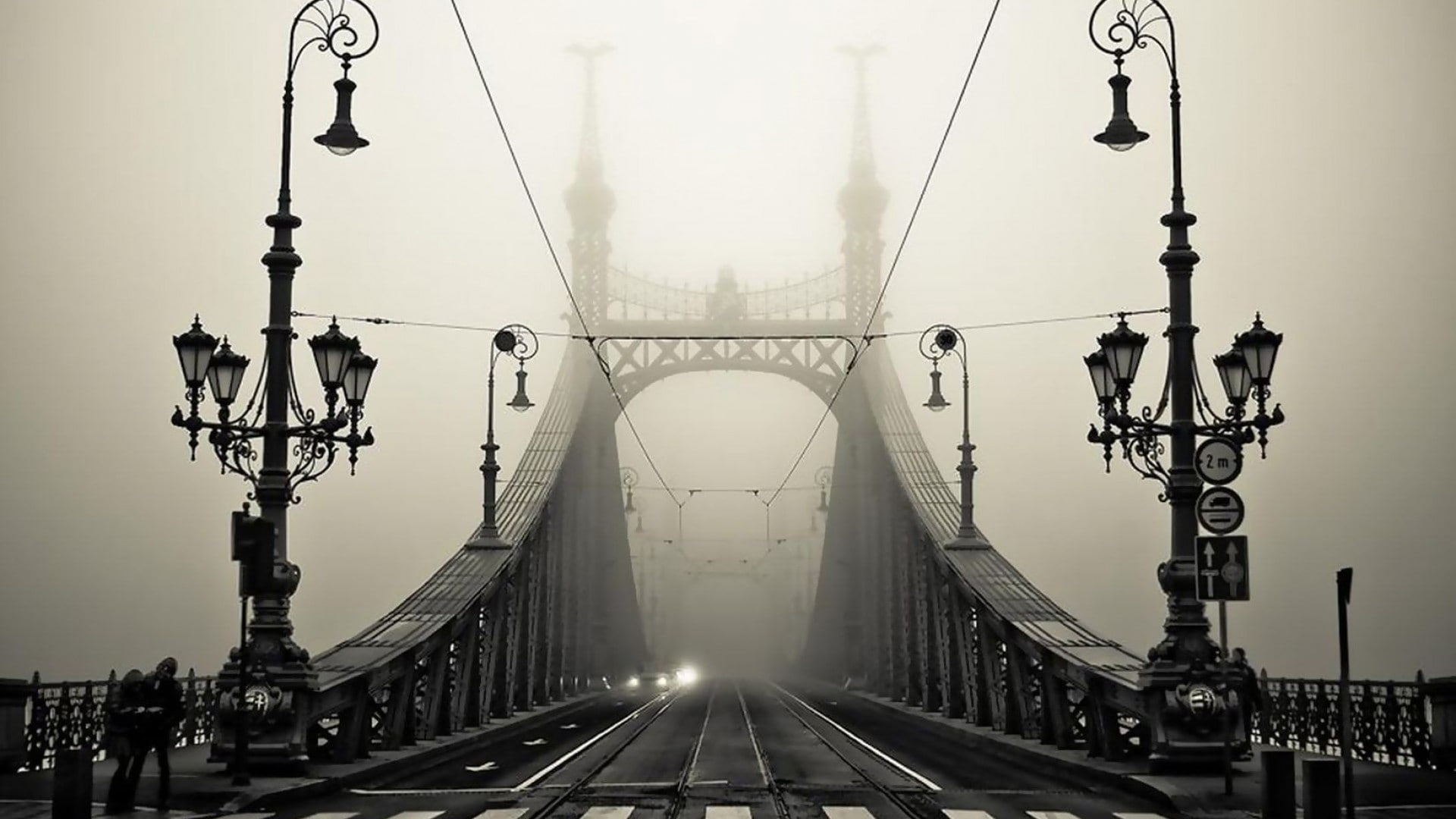 bridge, suspension bridge, structure, architecture, city, sky