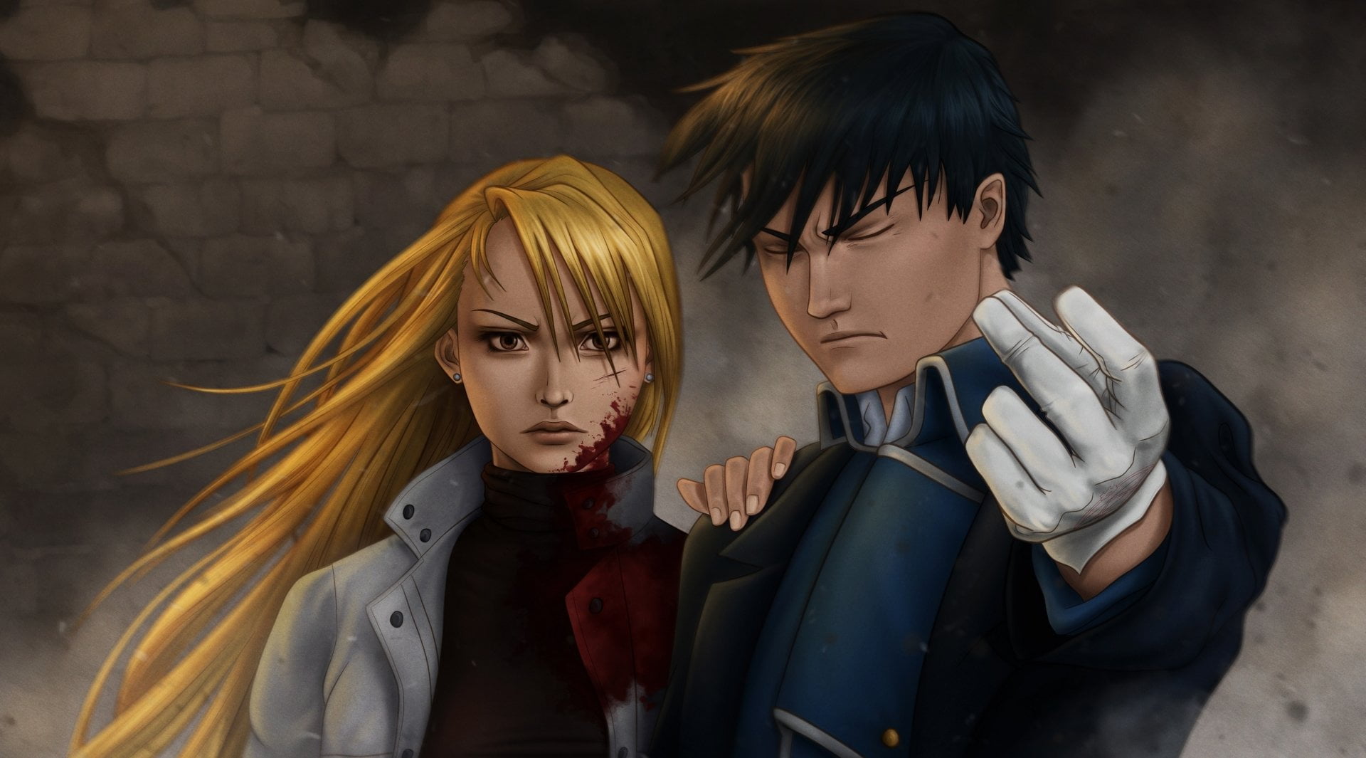 FullMetal Alchemist, Blonde, Blood, Riza Hawkeye, Roy Mustang