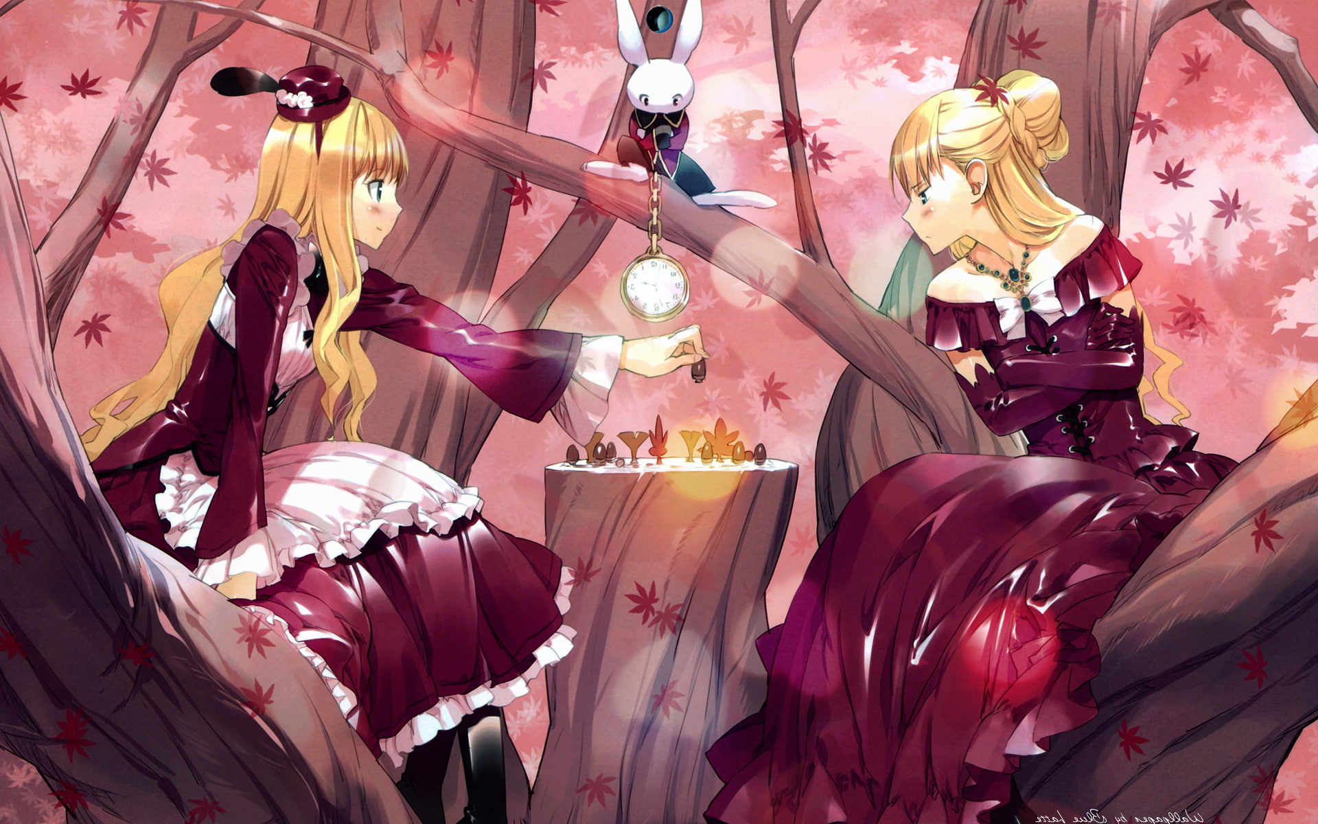 Alice In Wonderland, anime, Chess, rabbits, representation
