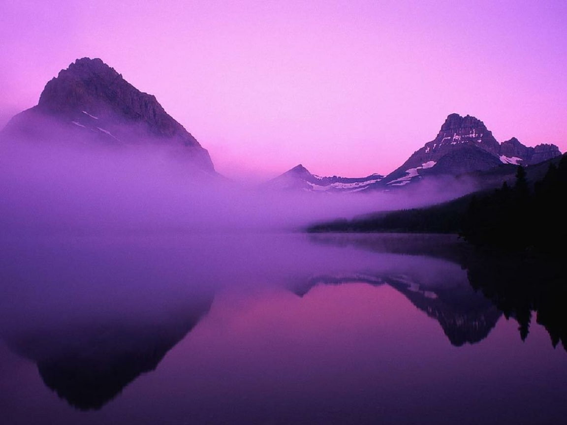 misty purple reflection beautiful Colours lake lovely Mountains nature ocean other paradise Pink Pur HD