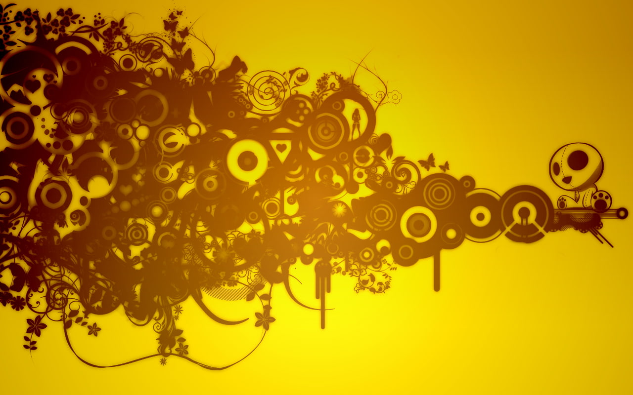 Yellow Abstract HD, yellow and brown skull illustration, digital/artwork