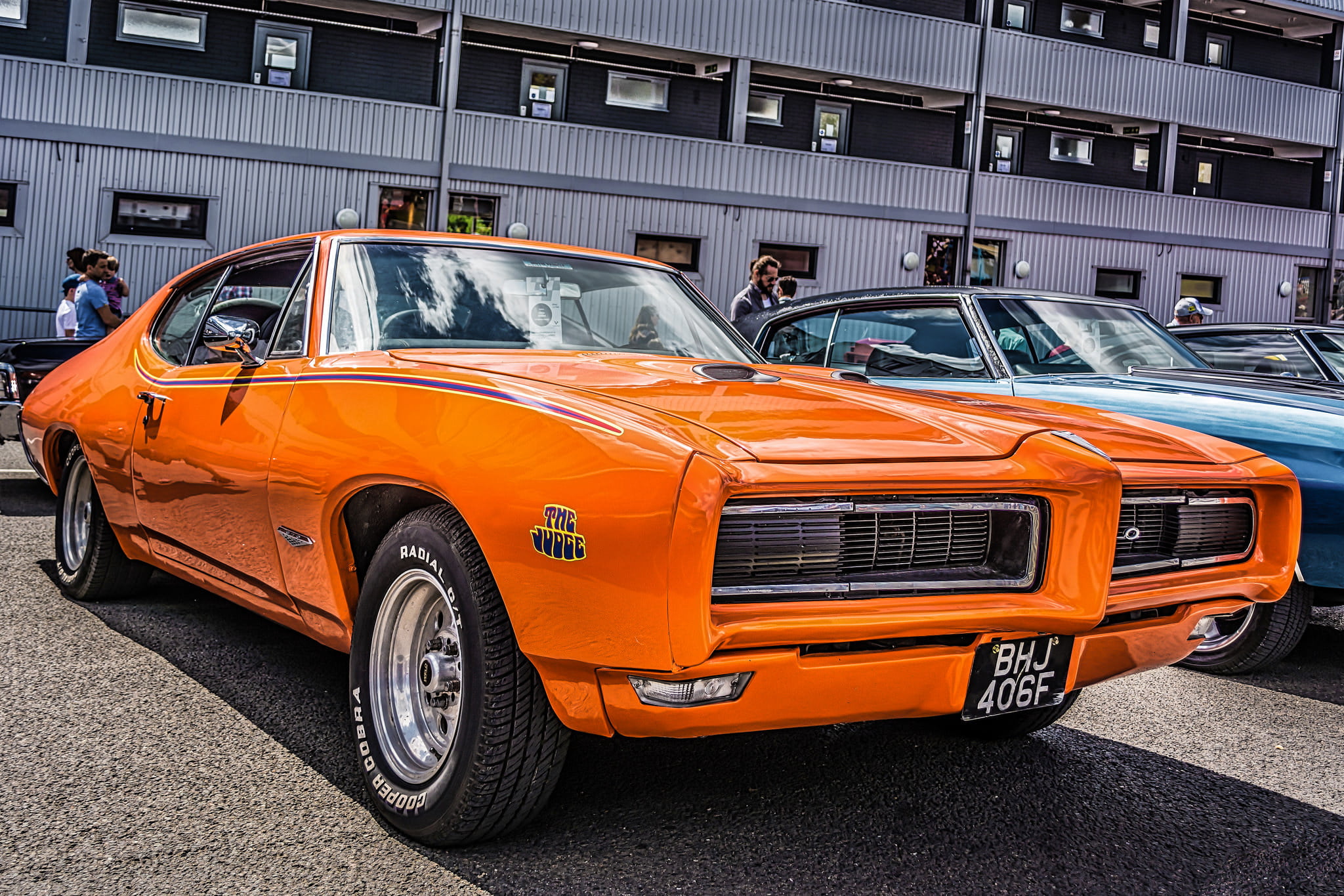 classic orange coupe, pontiac, gto, 1968, bumper, car, land Vehicle