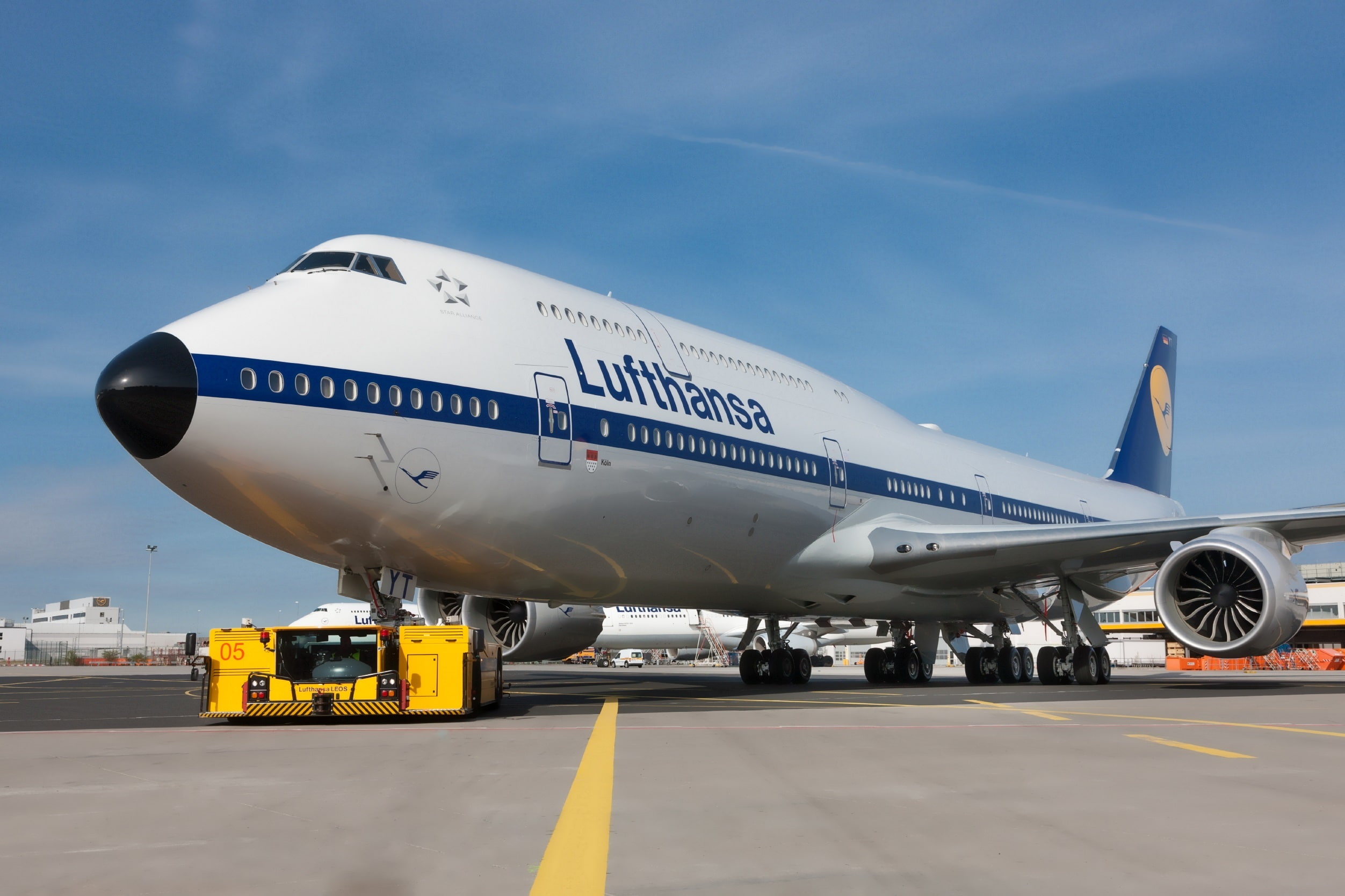 the sky, Airport, Boeing, Lufthansa, Retro, 800, B-747