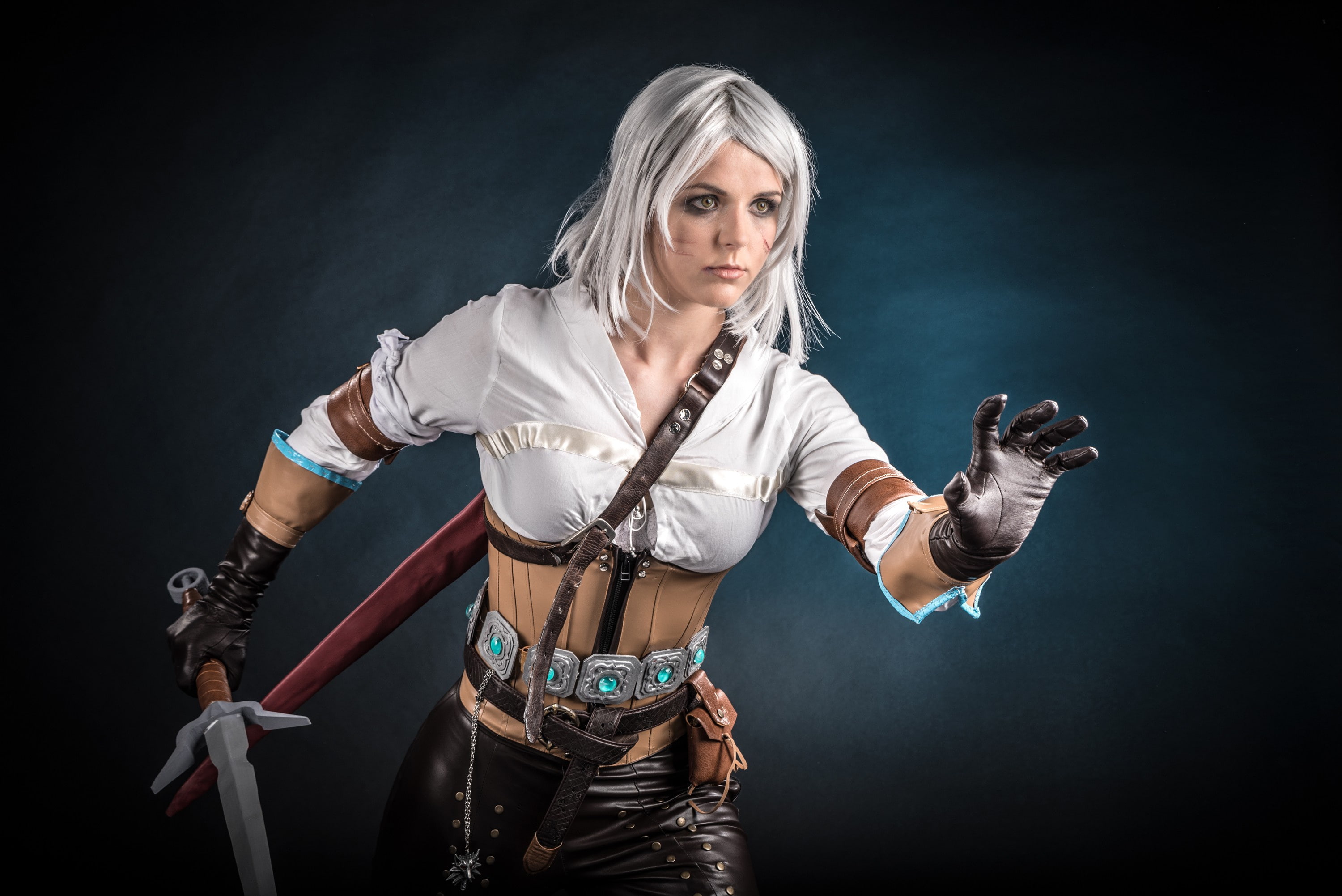girl, sword, blood, game, The Witcher, woman, ken, wolf, blade
