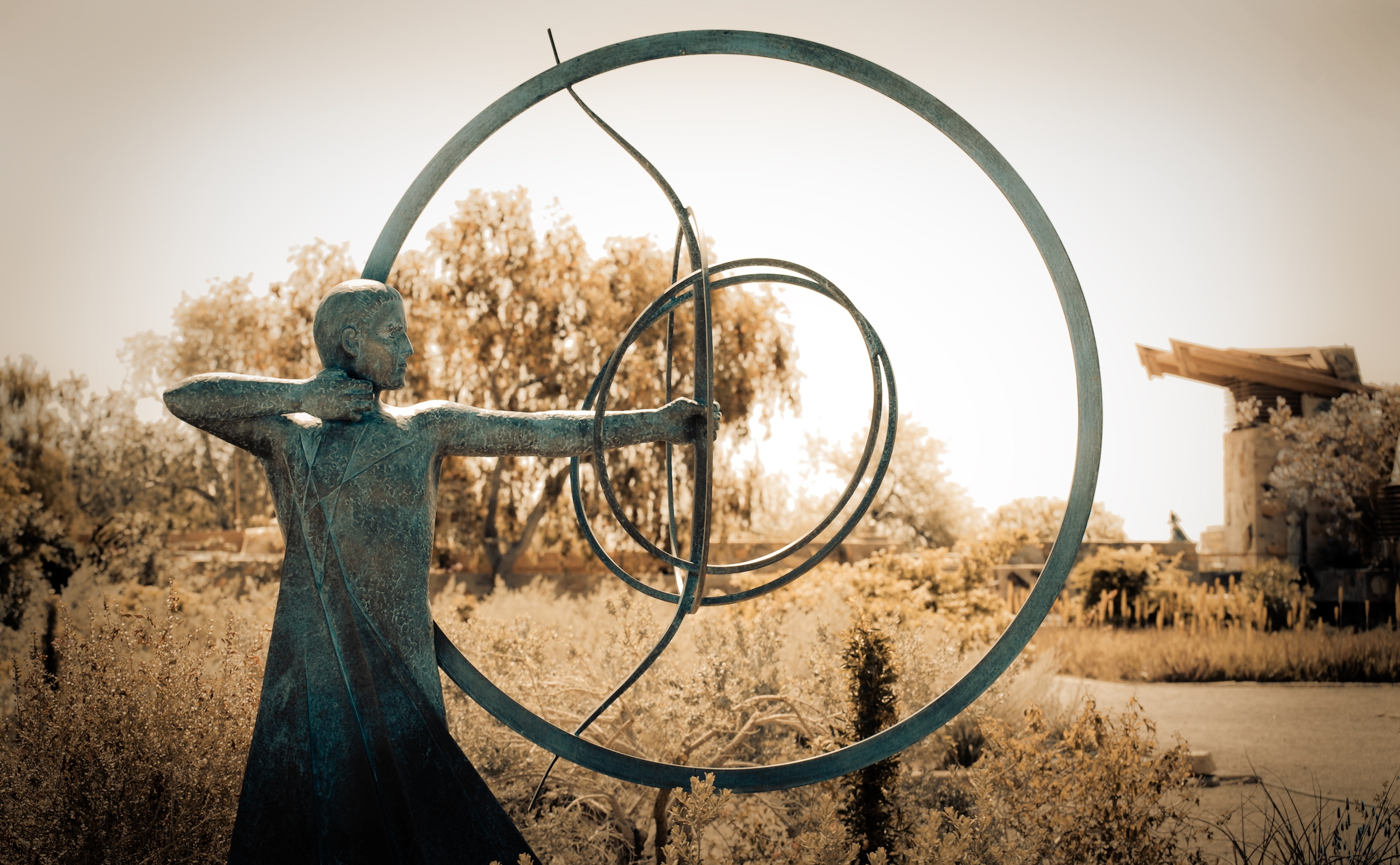 Archer Sculpture, archer statue, Vintage, Landscape, Scenery