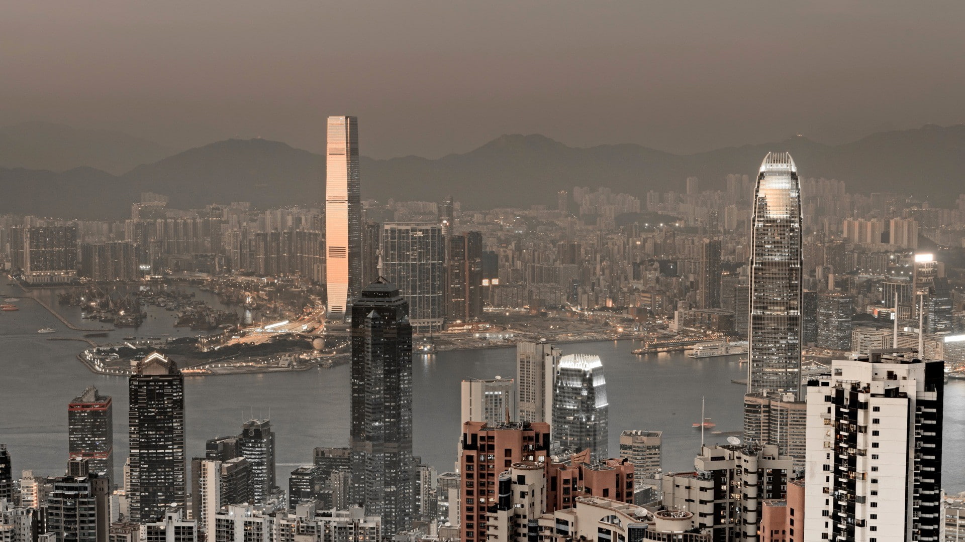 architecture, building, skyscraper, cityscape, Hong Kong, sea