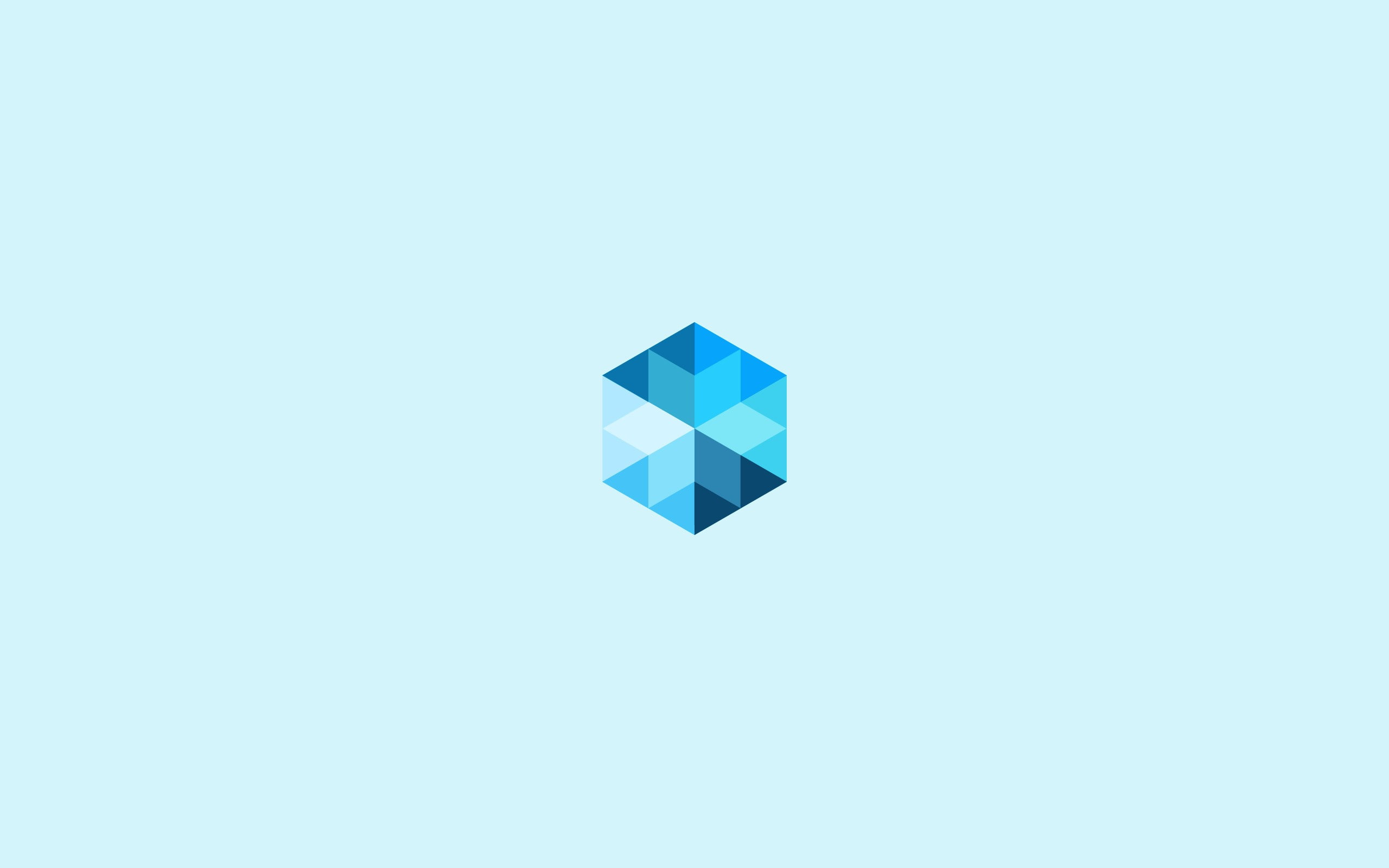 minimalism digital art simple background abstract cube triangle diamonds geometry blue hexagon