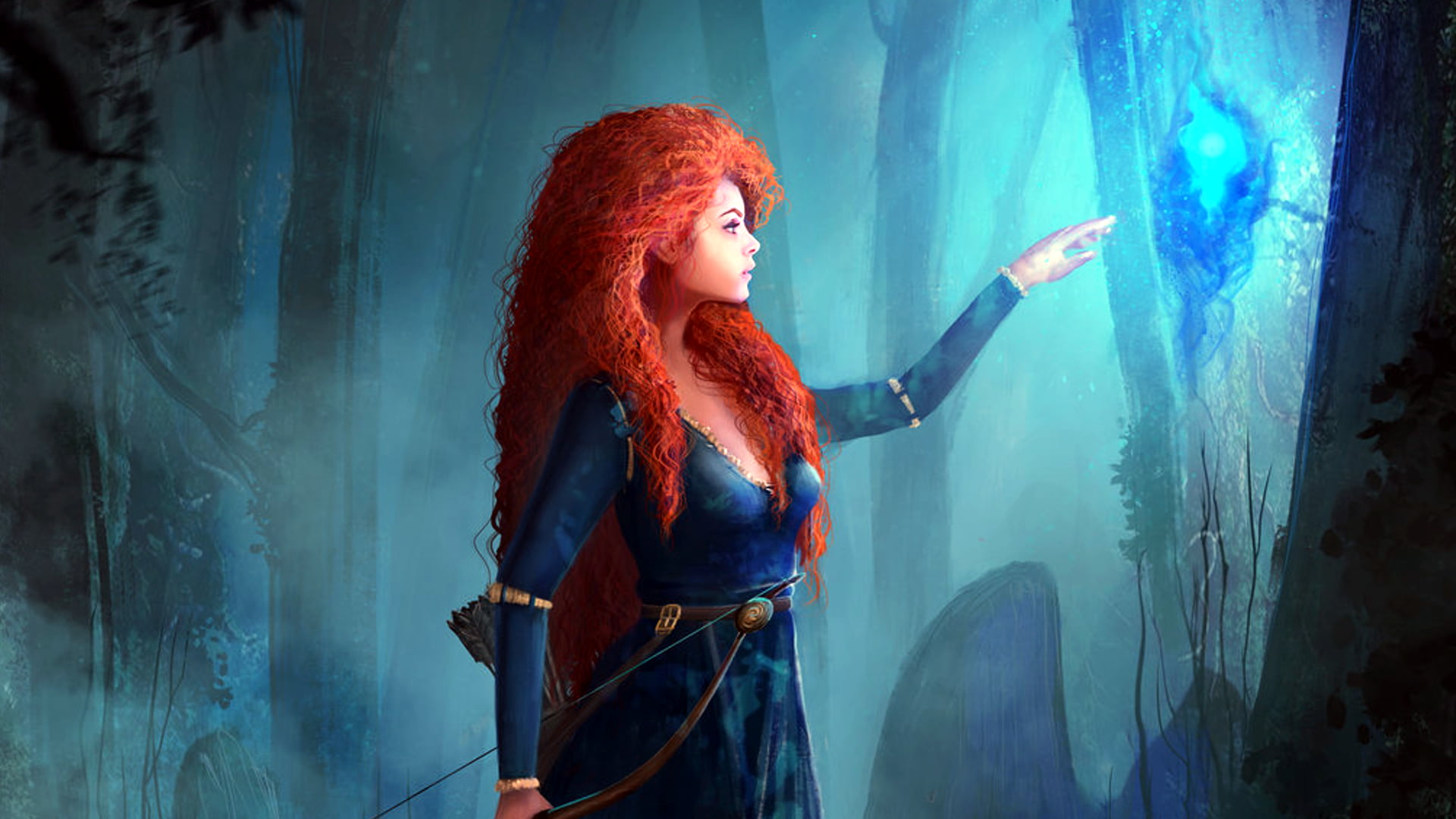 Disney Princess illustration, Brave, bow, Merida, one person