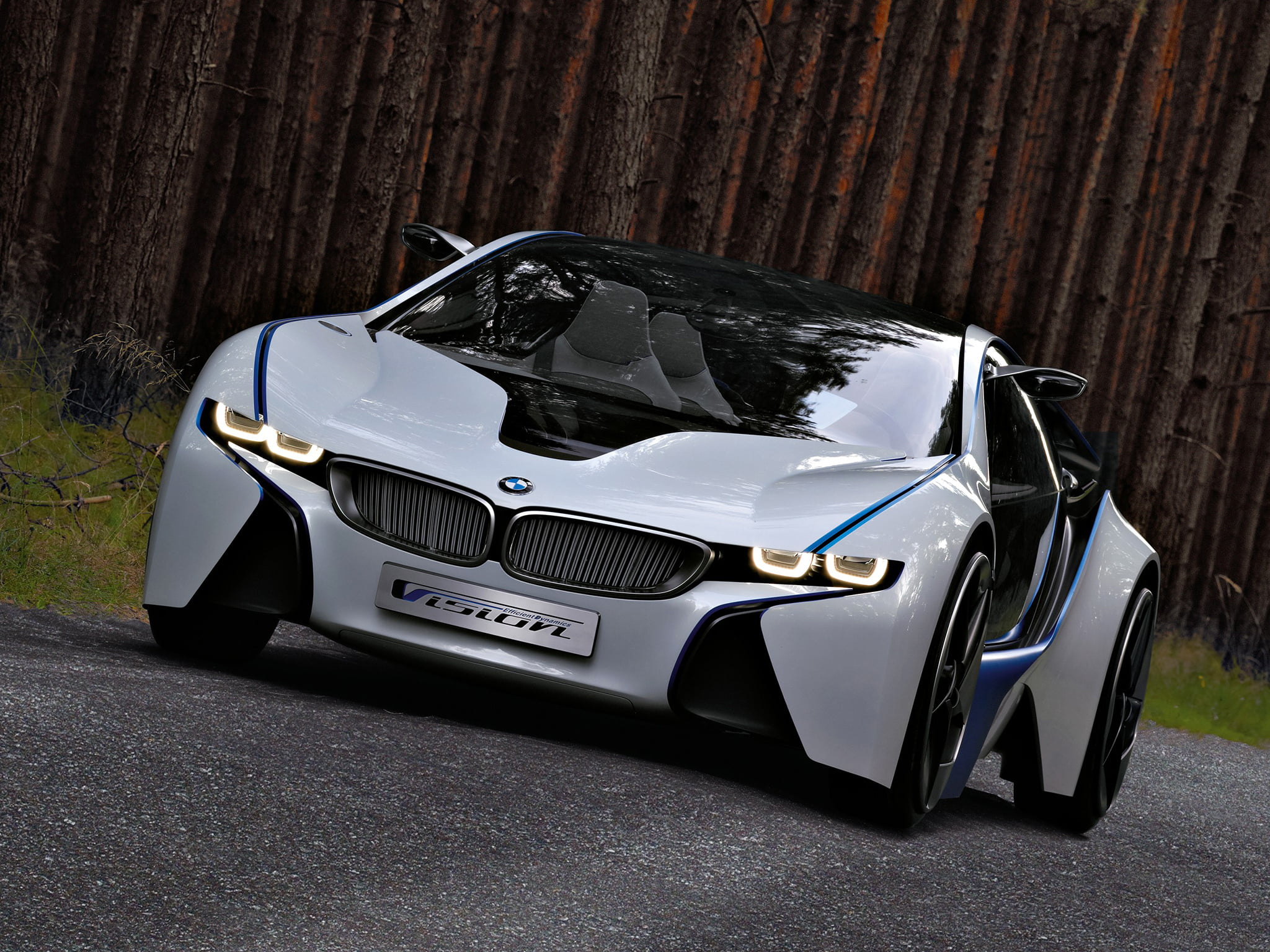 white BMW i8, vision, efficientdynamics, concept, car, land Vehicle