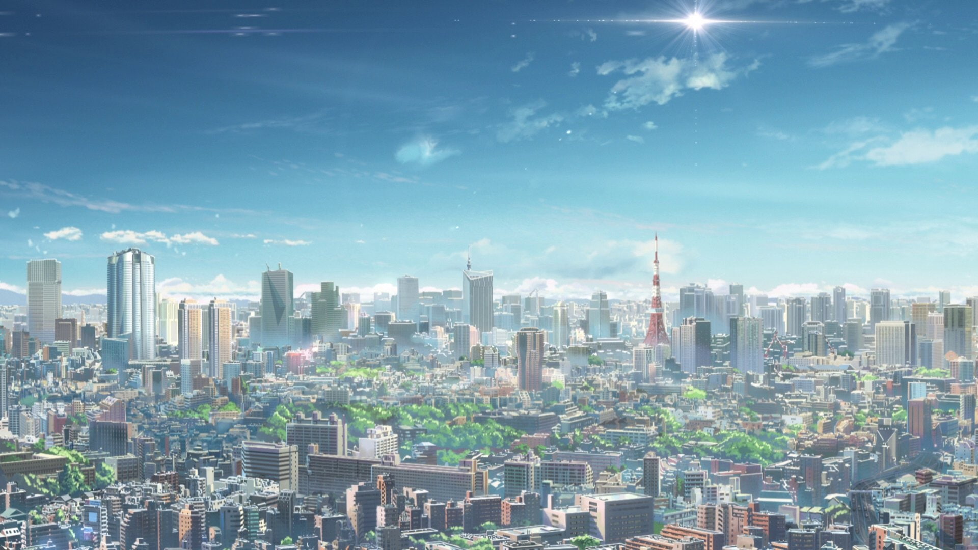 Anime, Your Name., Kimi No Na Wa., Sky, Skyline, Sun, Tokyo